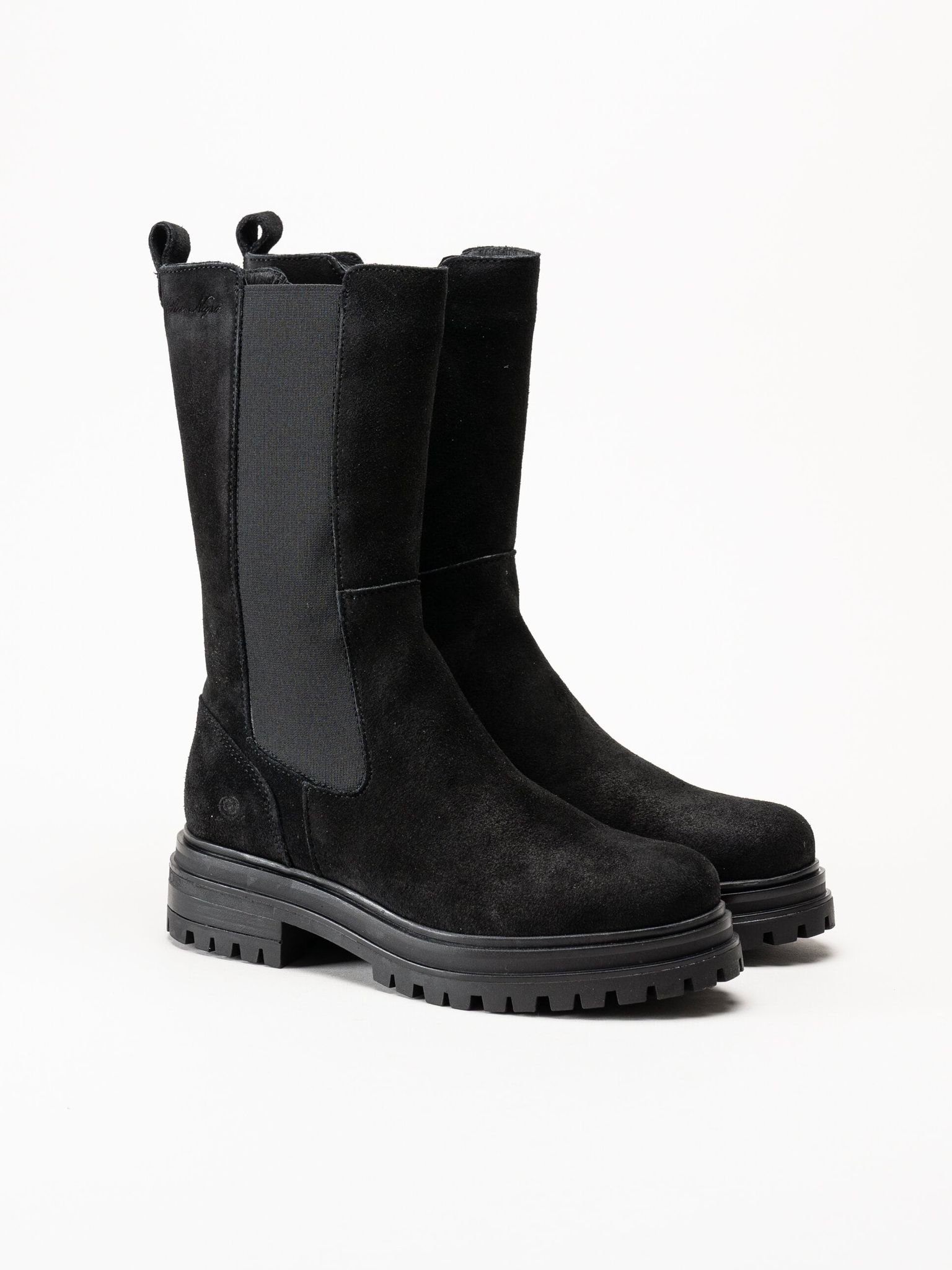 Rosa Negra - Svarta höga resårboots i mocka