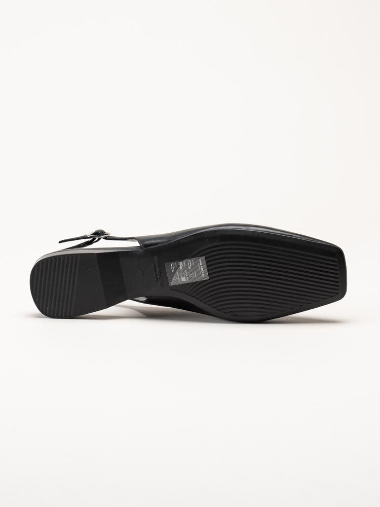 Delia - Svarta slingbacks i skinn