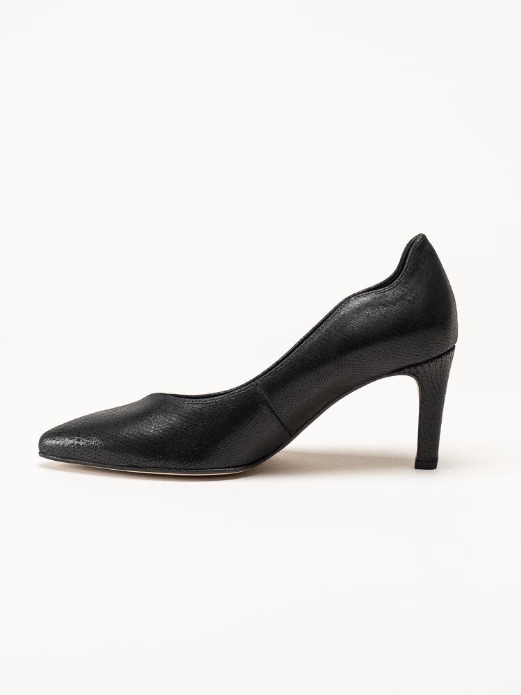 Gabor - Svarta pumps i skinn med reptilmönster