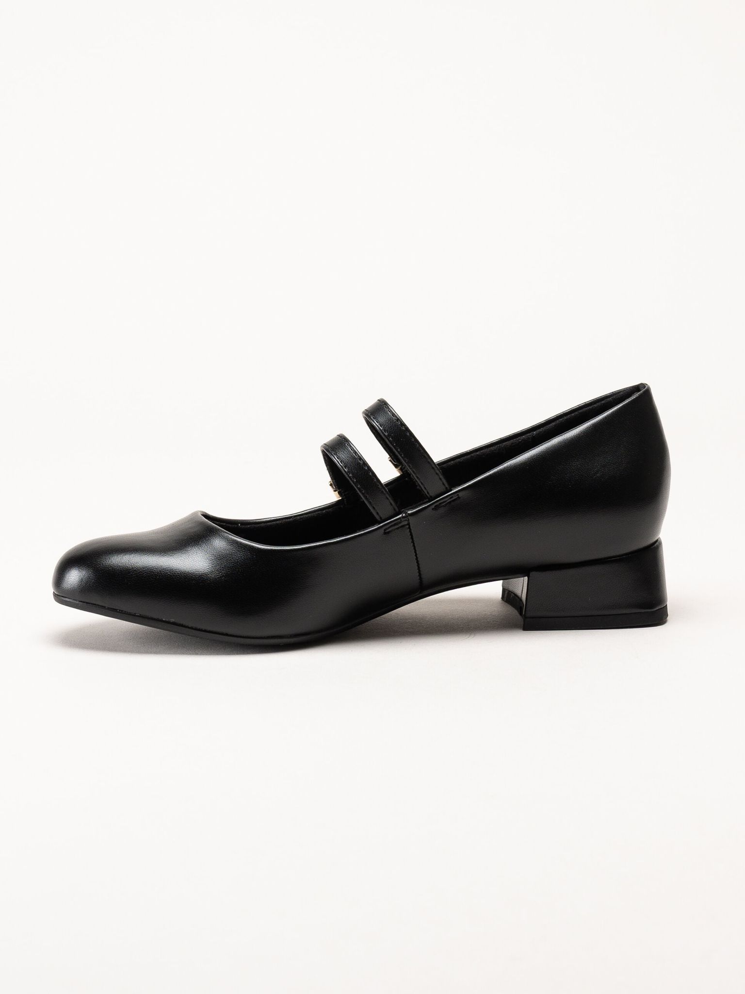 Marco Tozzi - Svarta pumps i skinnimitation