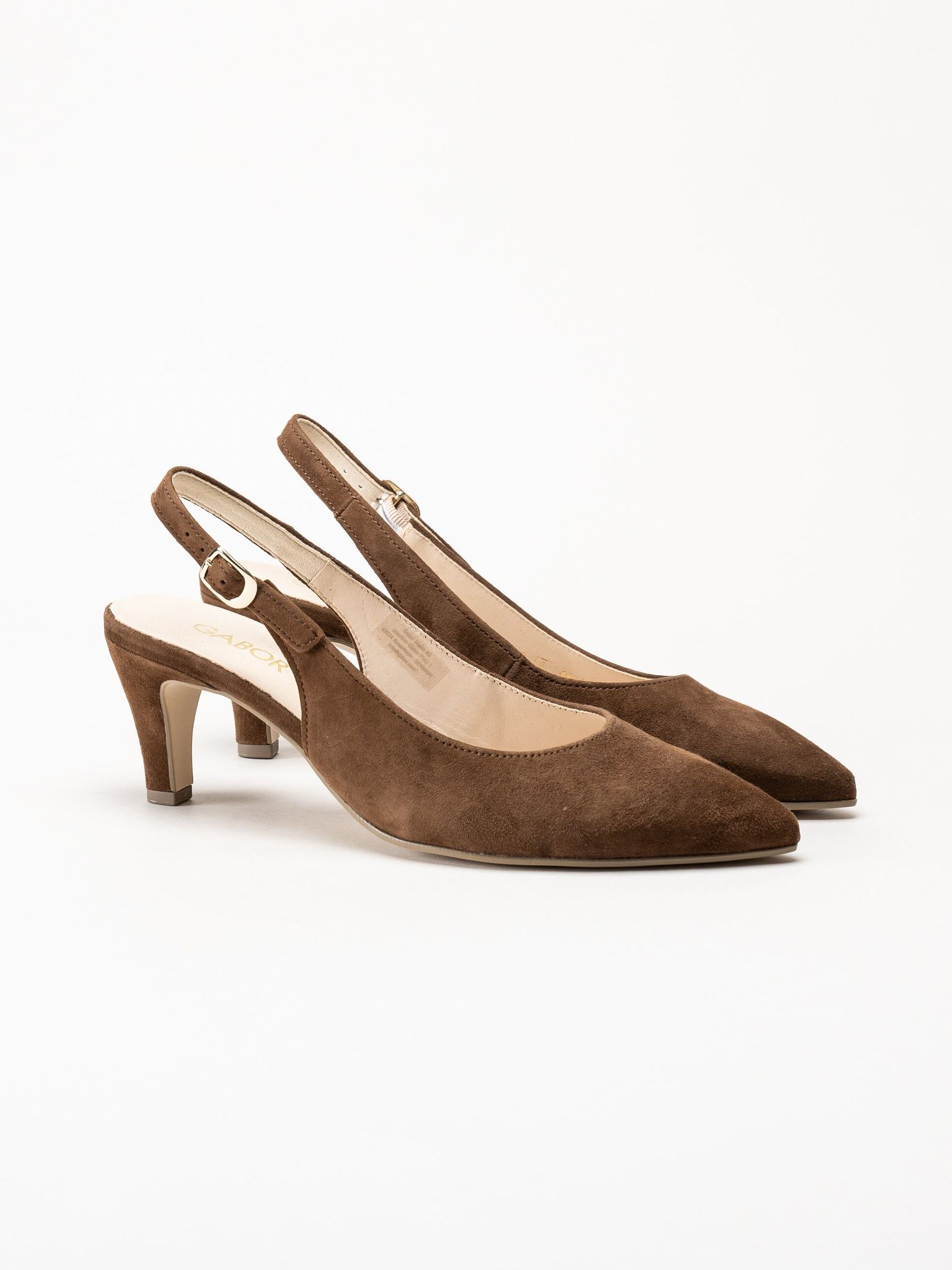 Gabor - Mörkbruna slingback pumps i mocka