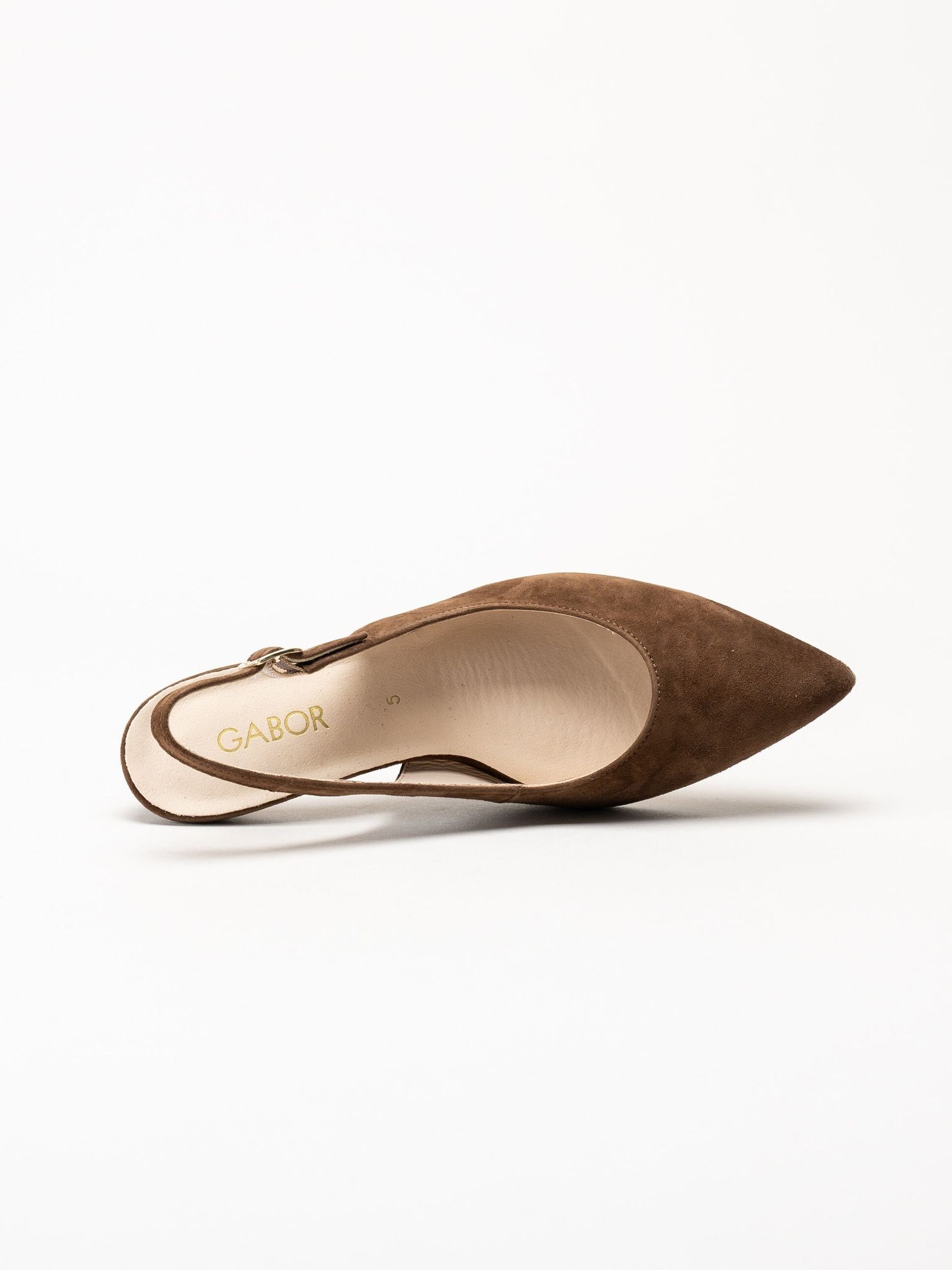 Gabor - Mörkbruna slingback pumps i mocka