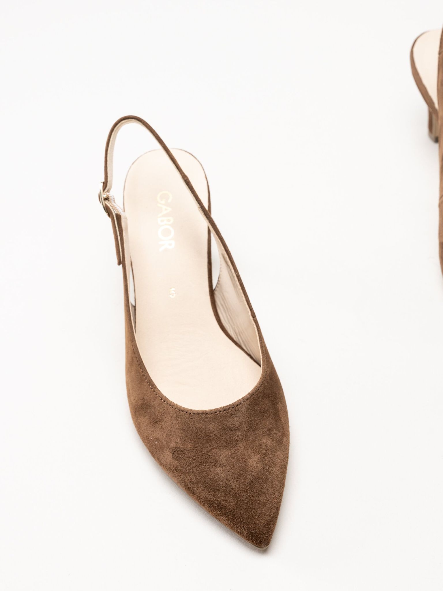 Gabor - Mörkbruna slingback pumps i mocka