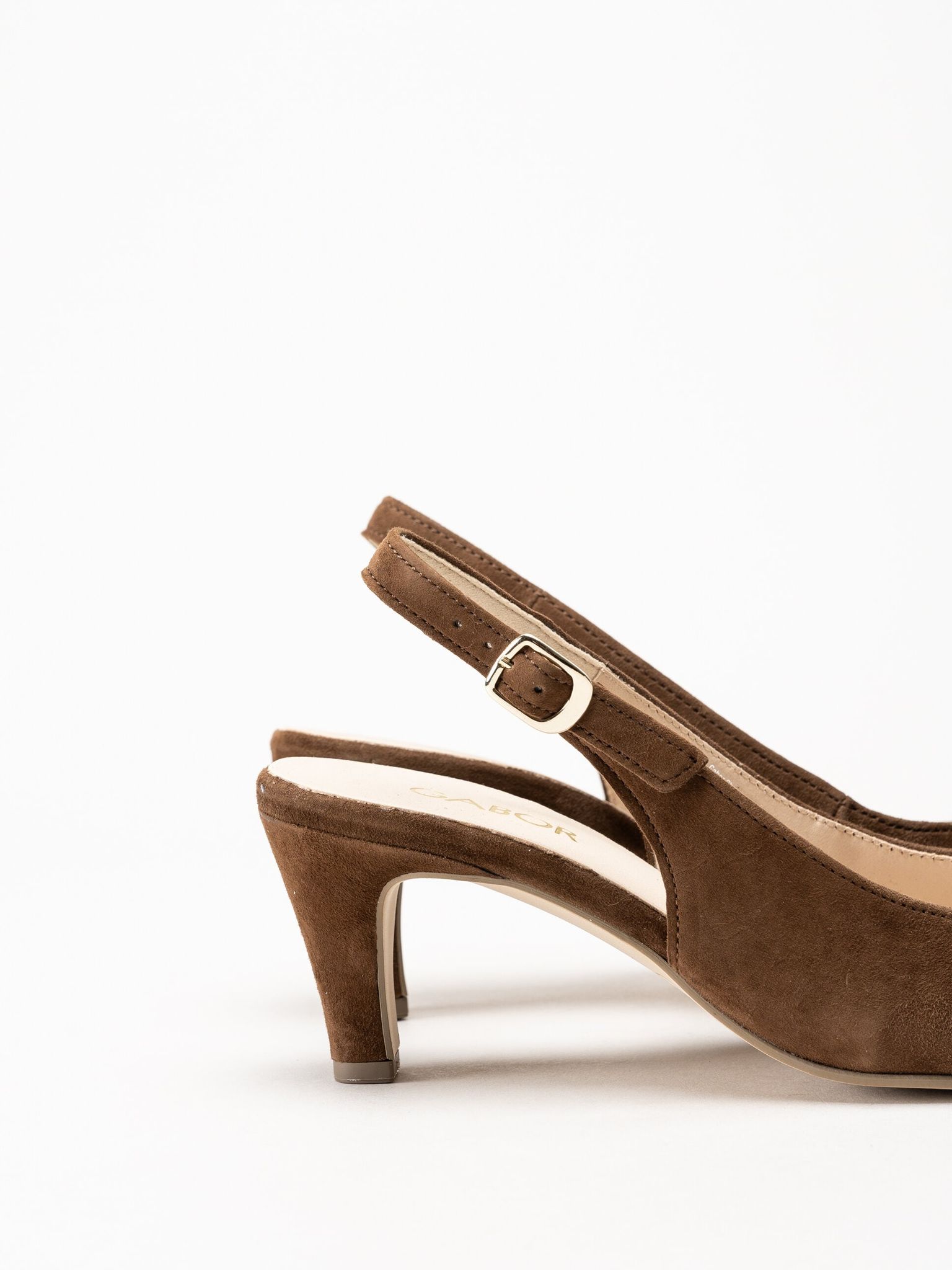 Gabor - Mörkbruna slingback pumps i mocka
