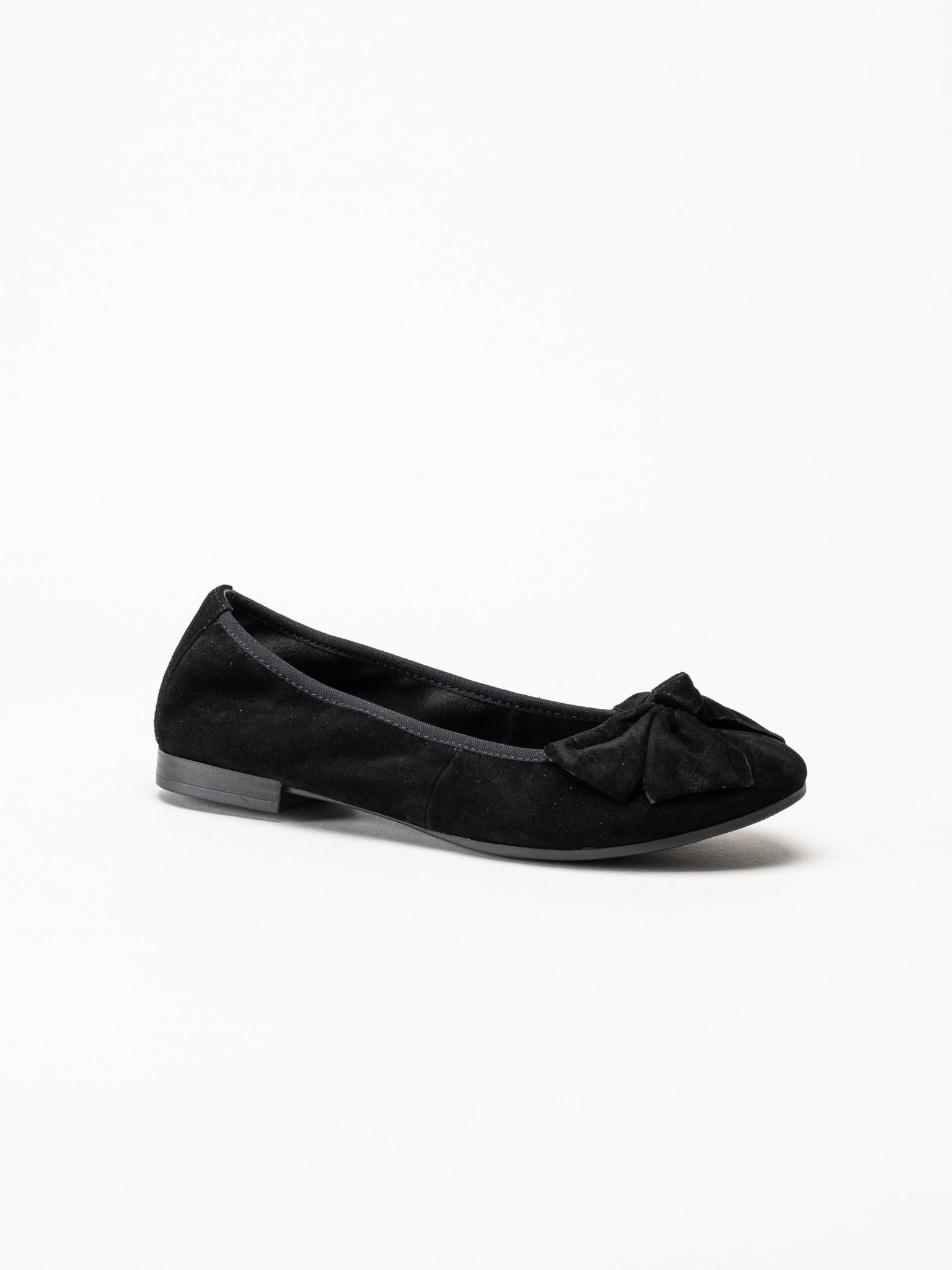 Tamaris - Svarta ballerinaskor i mocka