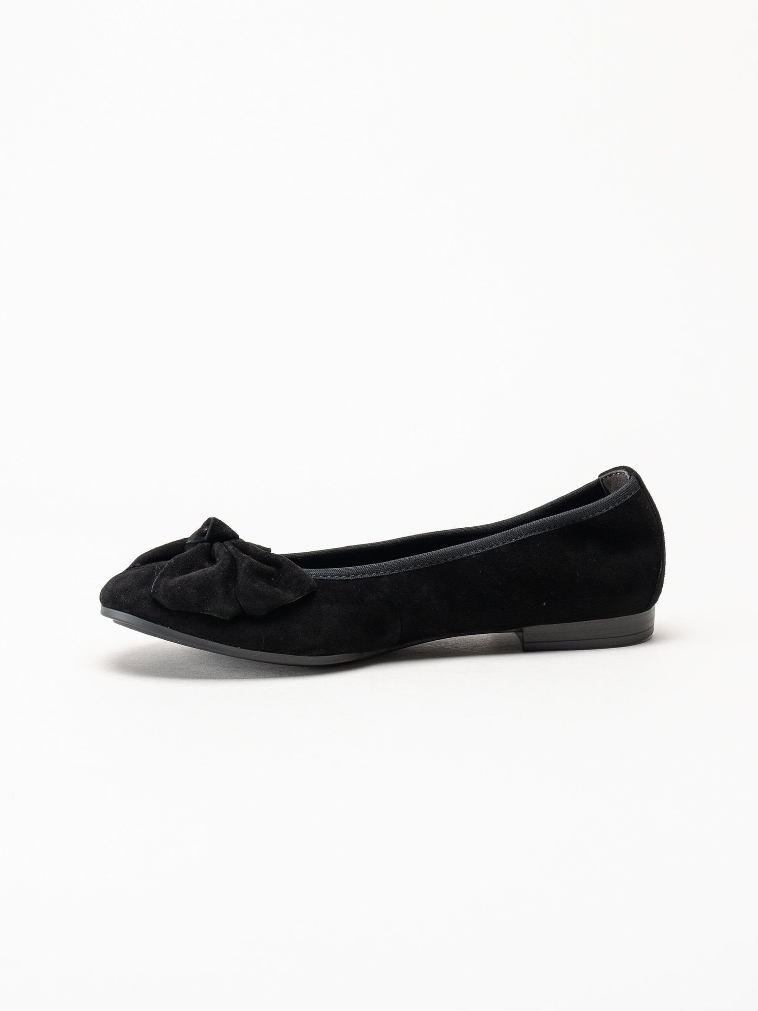 Tamaris - Svarta ballerinaskor i mocka