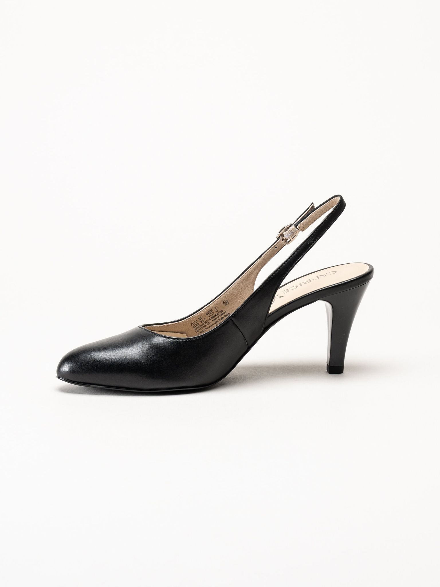 Caprice - Svarta slingback pumps i skinn