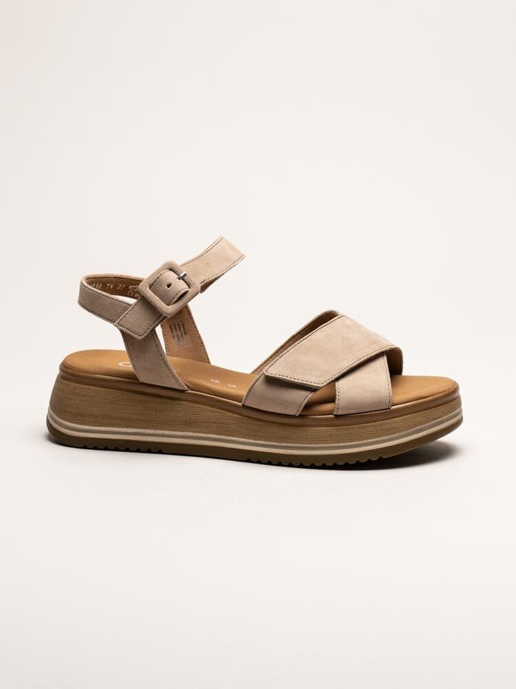 Gabor - Beige platåsandaler i mocka