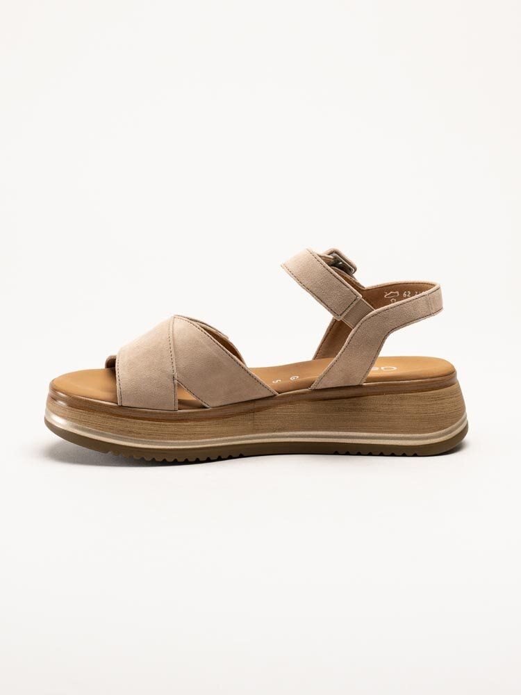 Gabor - Beige platåsandaler i mocka