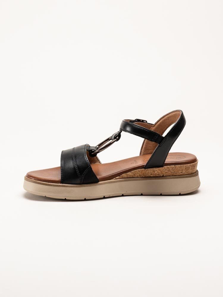 Tamaris Comfort - Svarta sandaler med kilklack