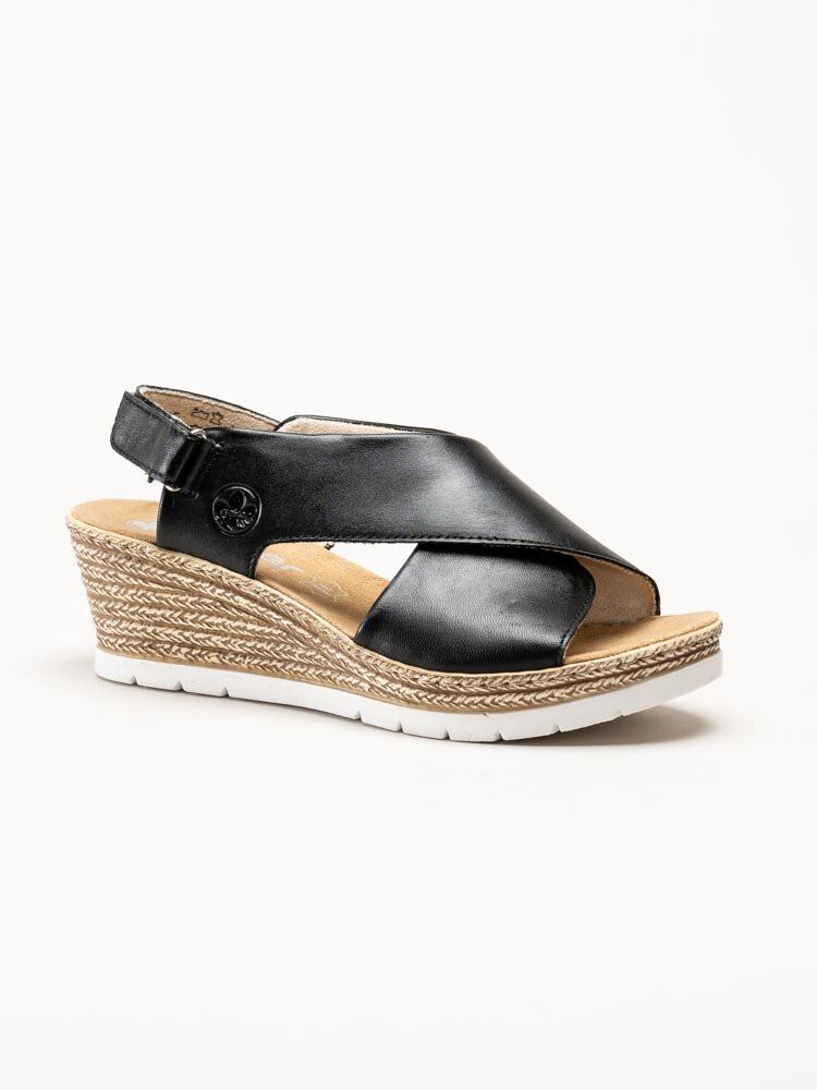 Rieker - Svarta kilklackade sandaletter