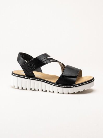 Rieker - Svarta sandaler med kardborre