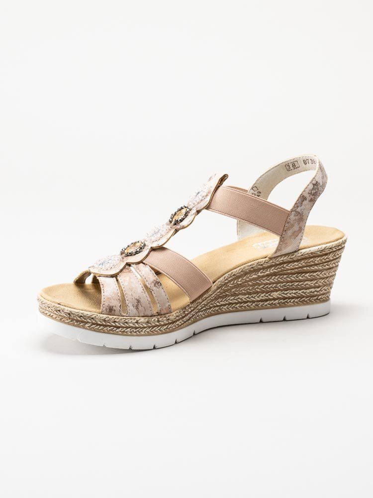 Rieker - Rosa kilsandaletter med frontdekor
