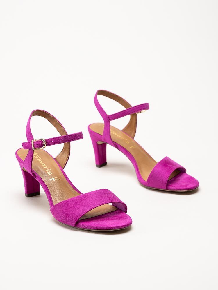 Tamaris - Mörkrosa sandaletter i textil