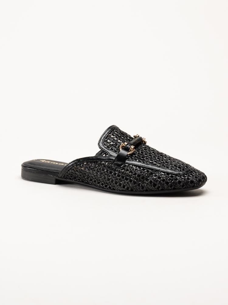 Tamaris - Svarta slip in loafers med dekorativt spänne