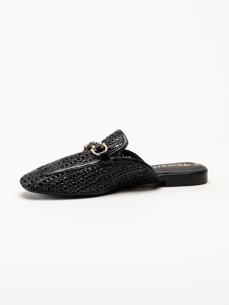 Tamaris - Svarta slip in loafers med dekorativt spänne