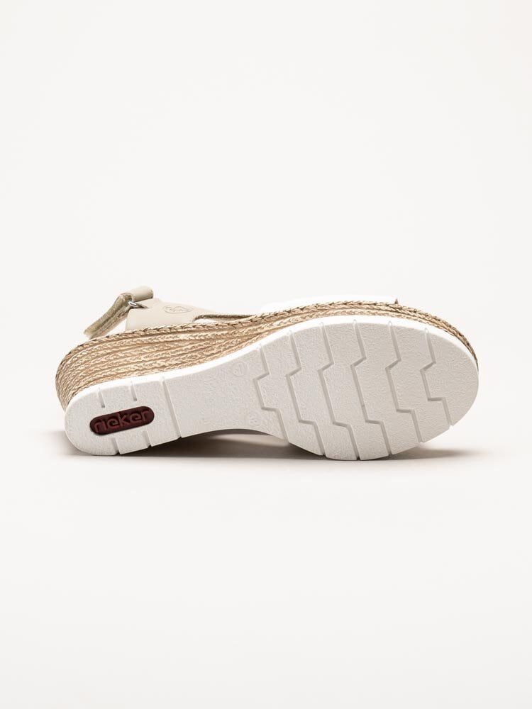 Rieker - Beige och vita kilklackade sandaletter