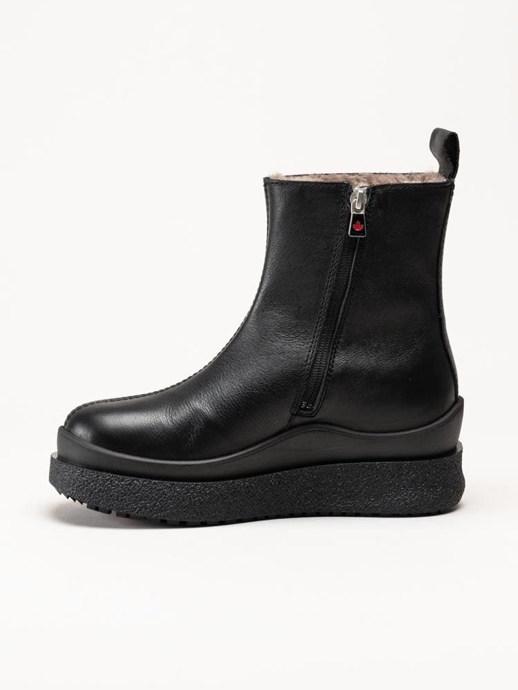 Canada Snow - Mount Meer - Svarta fårskinnsfodrade boots i skinn