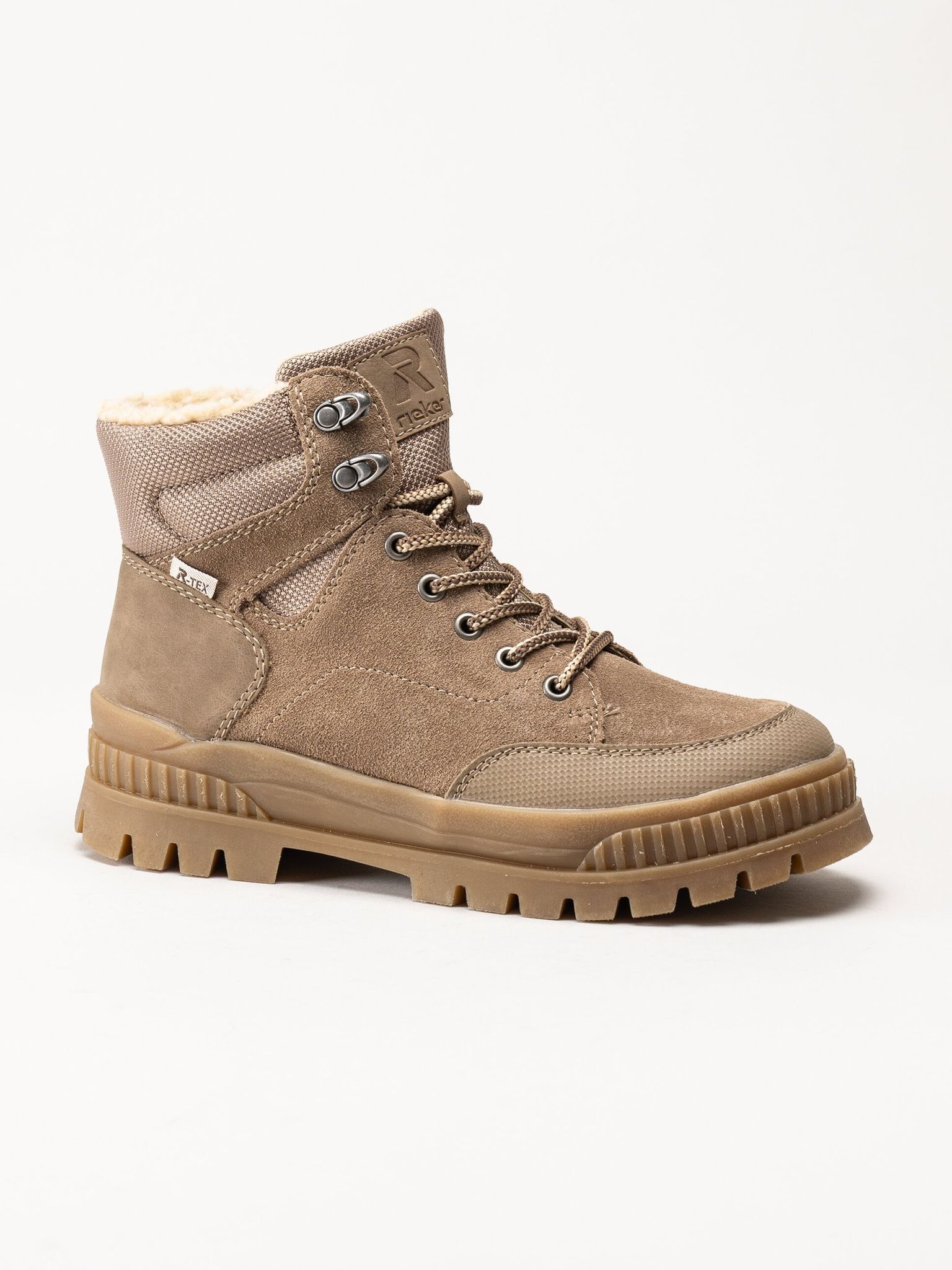Rieker - Beige varmfodrade kängor i mocka