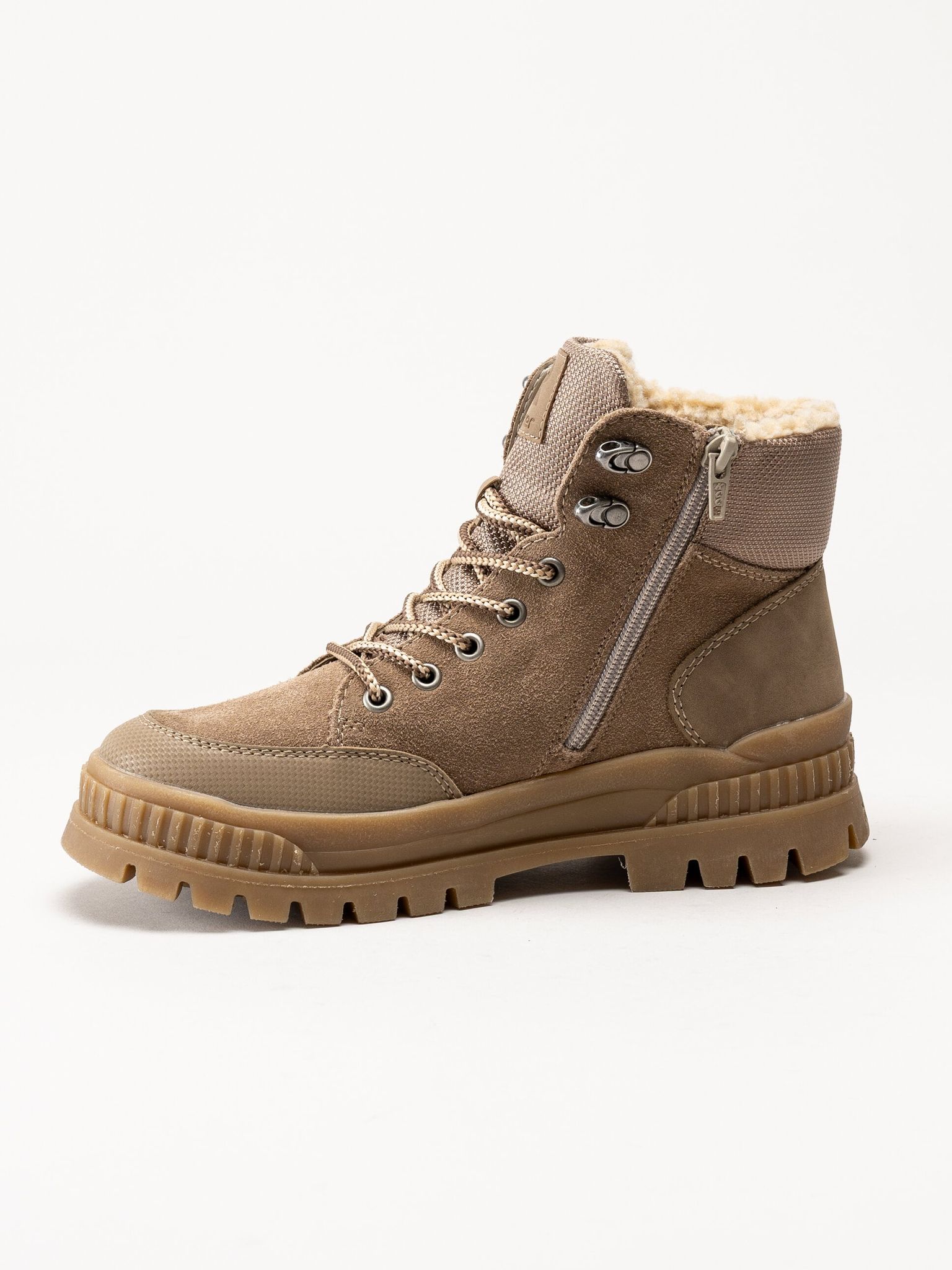 Rieker - Beige varmfodrade kängor i mocka