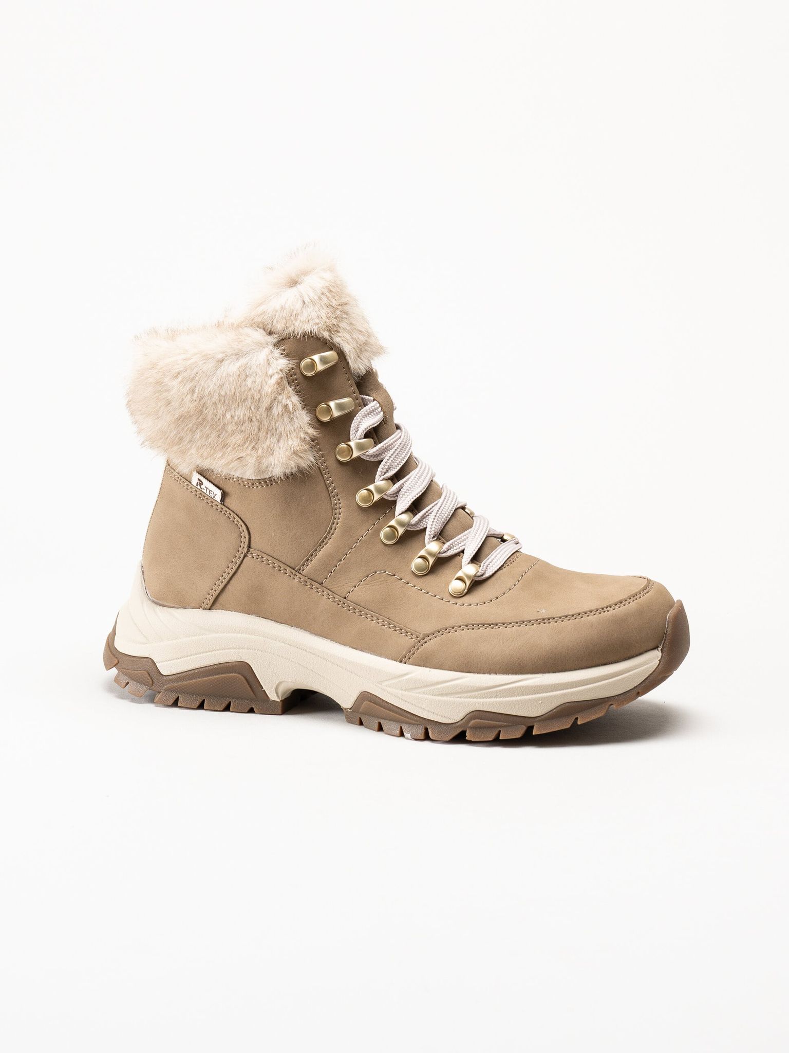 Rieker - Beige fodrade kängor i skinn