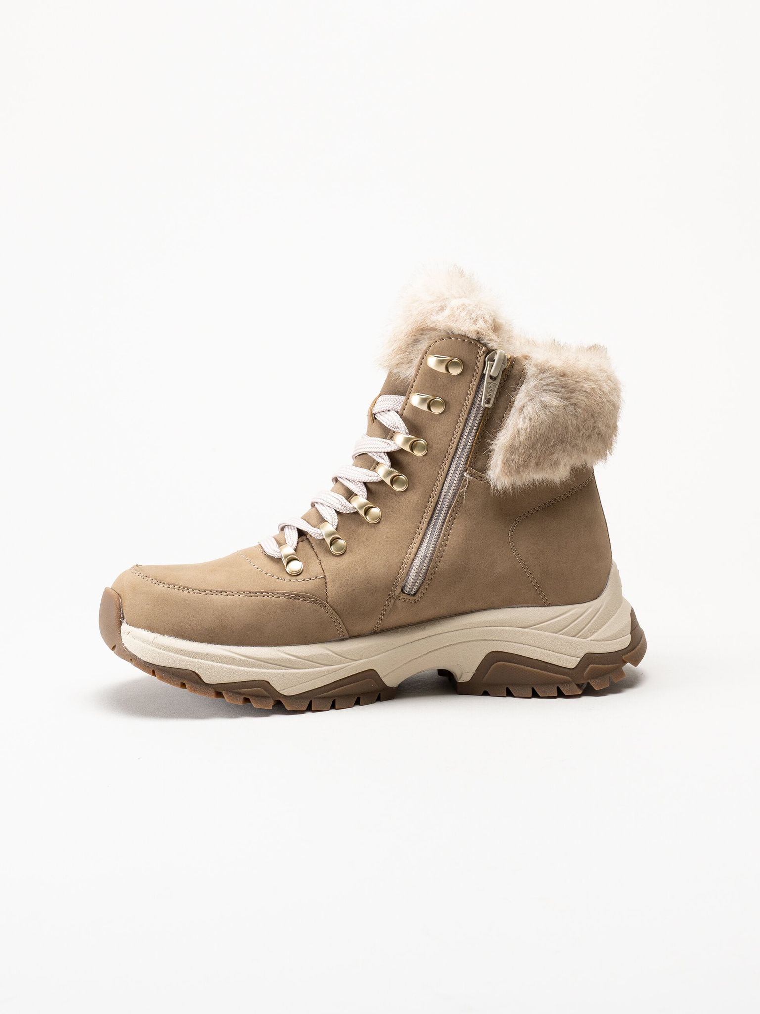Rieker - Beige fodrade kängor i skinn