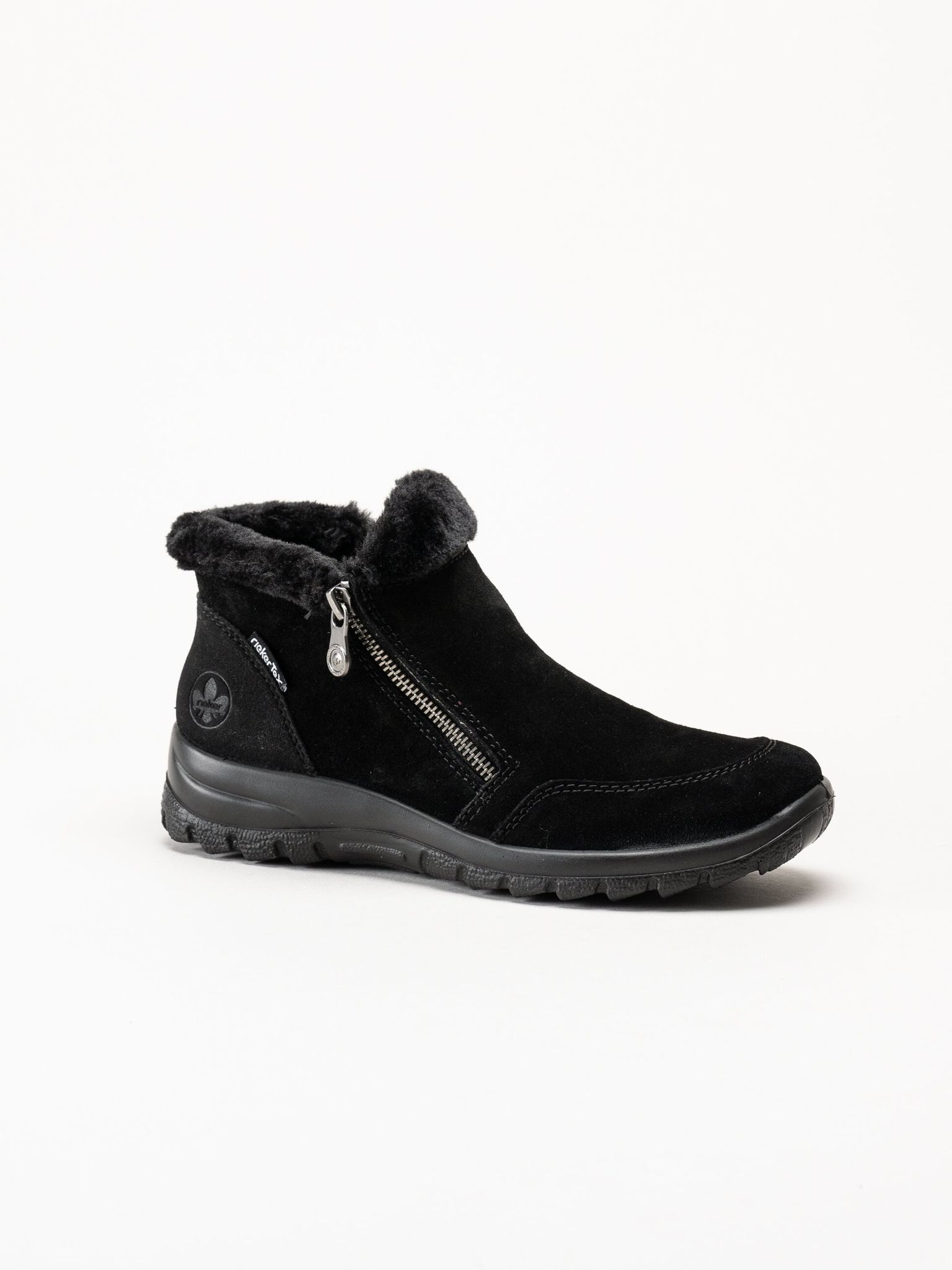 Rieker - Svarta fodrade boots i mocka