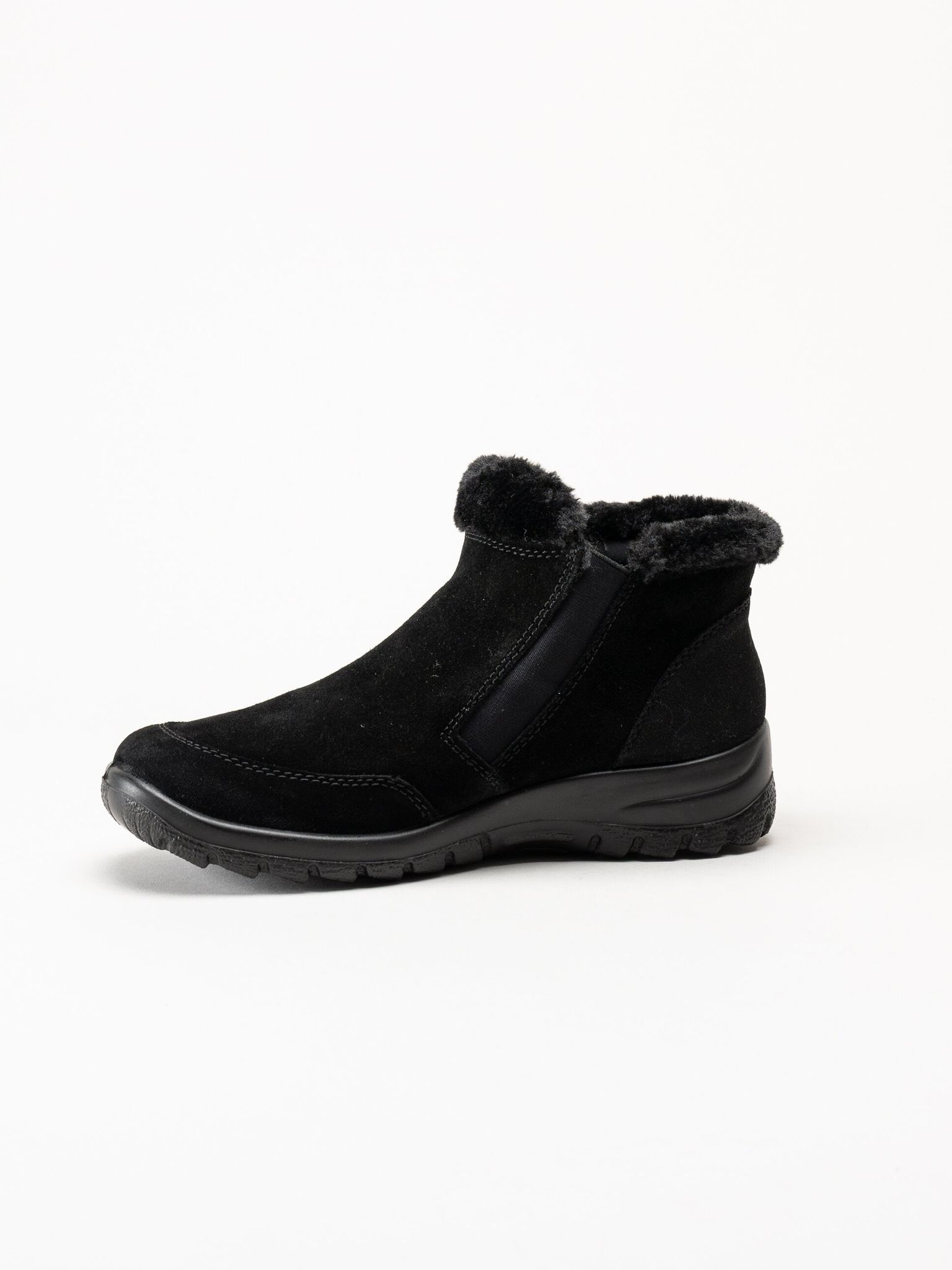 Rieker - Svarta fodrade boots i mocka