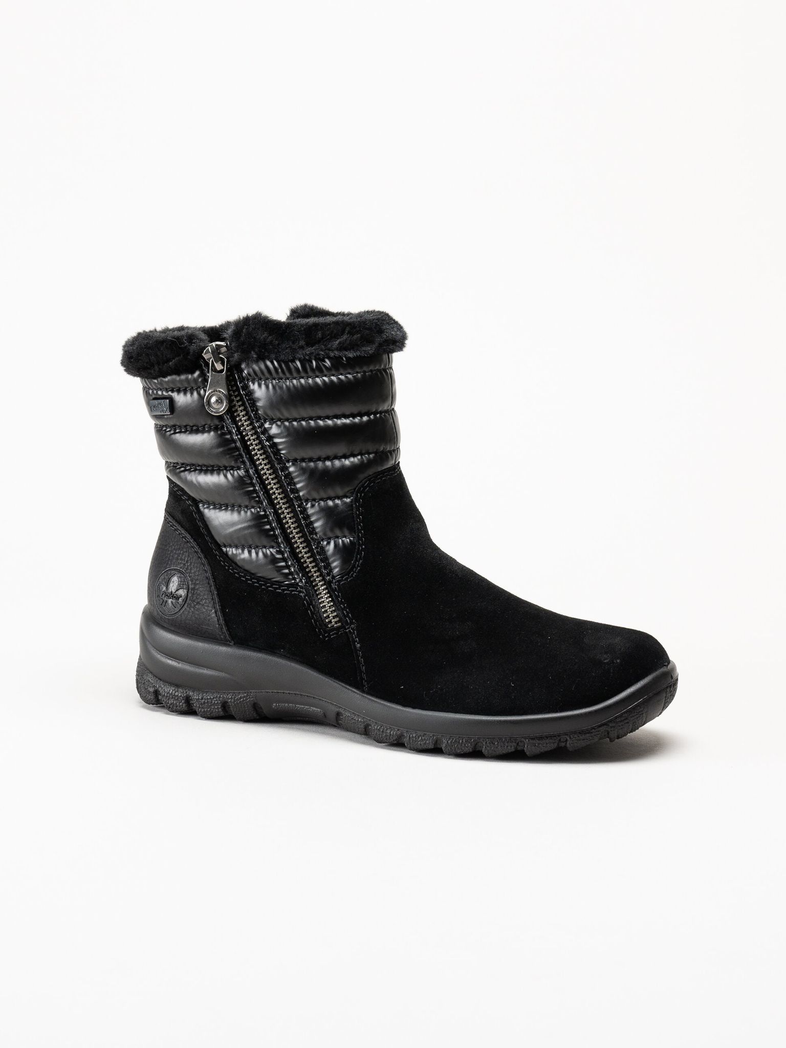 Rieker - Svarta fodrade boots i mocka