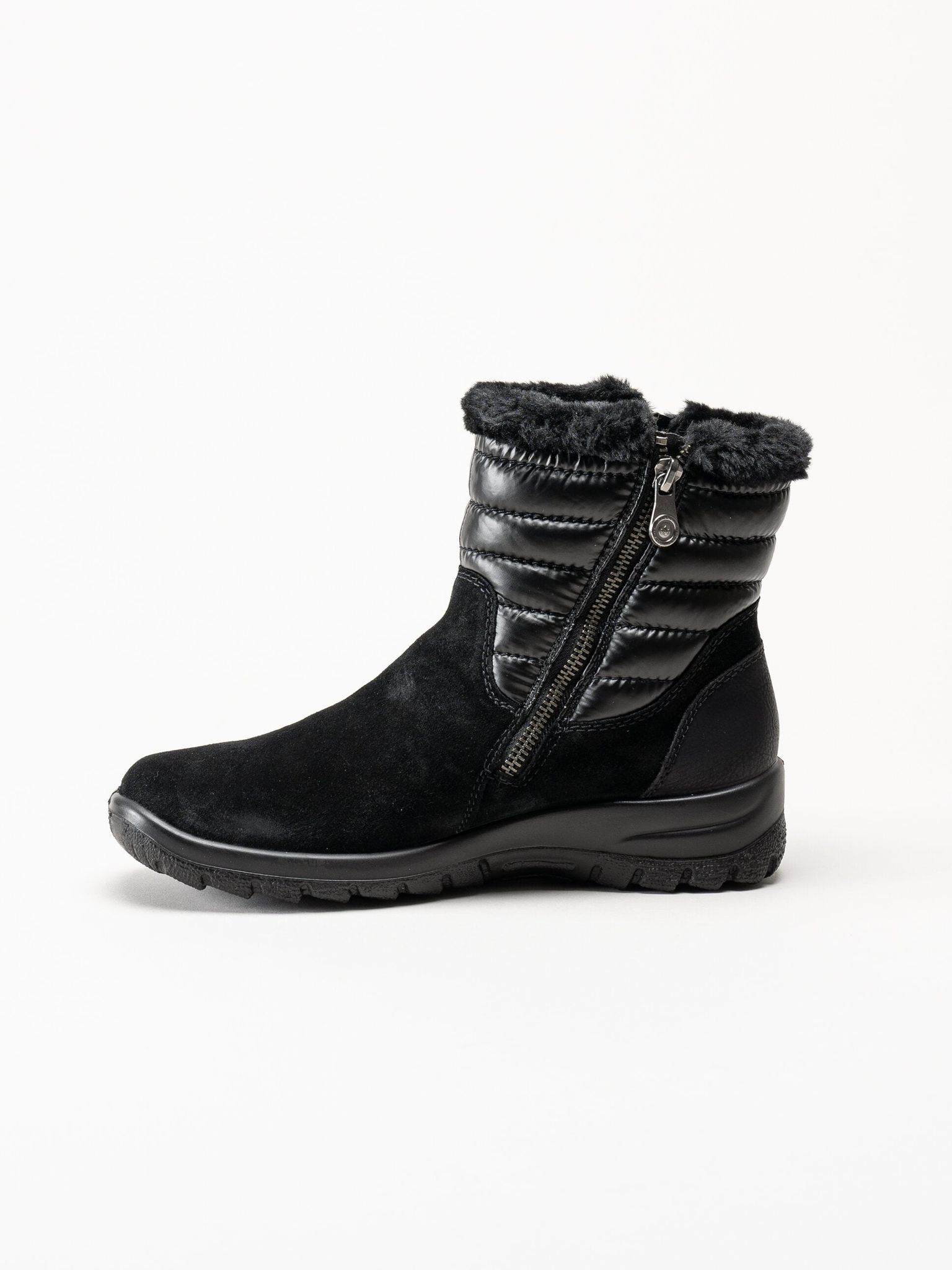 Rieker - Svarta fodrade boots i mocka