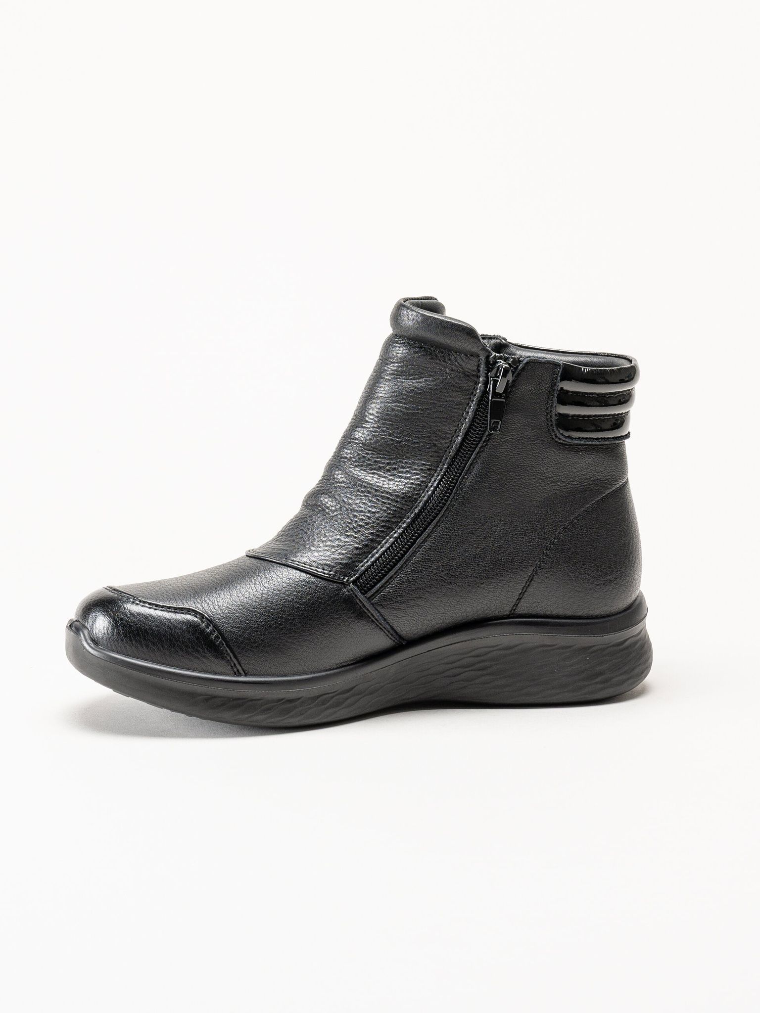 G Comfort - Double Zip - Svarta kängor i skinn
