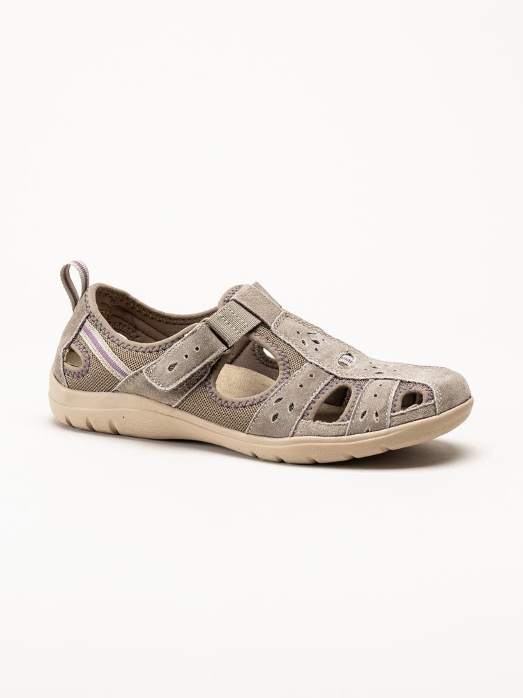 Axelda - Cleveland - Beige sandalskor i mocka och textil