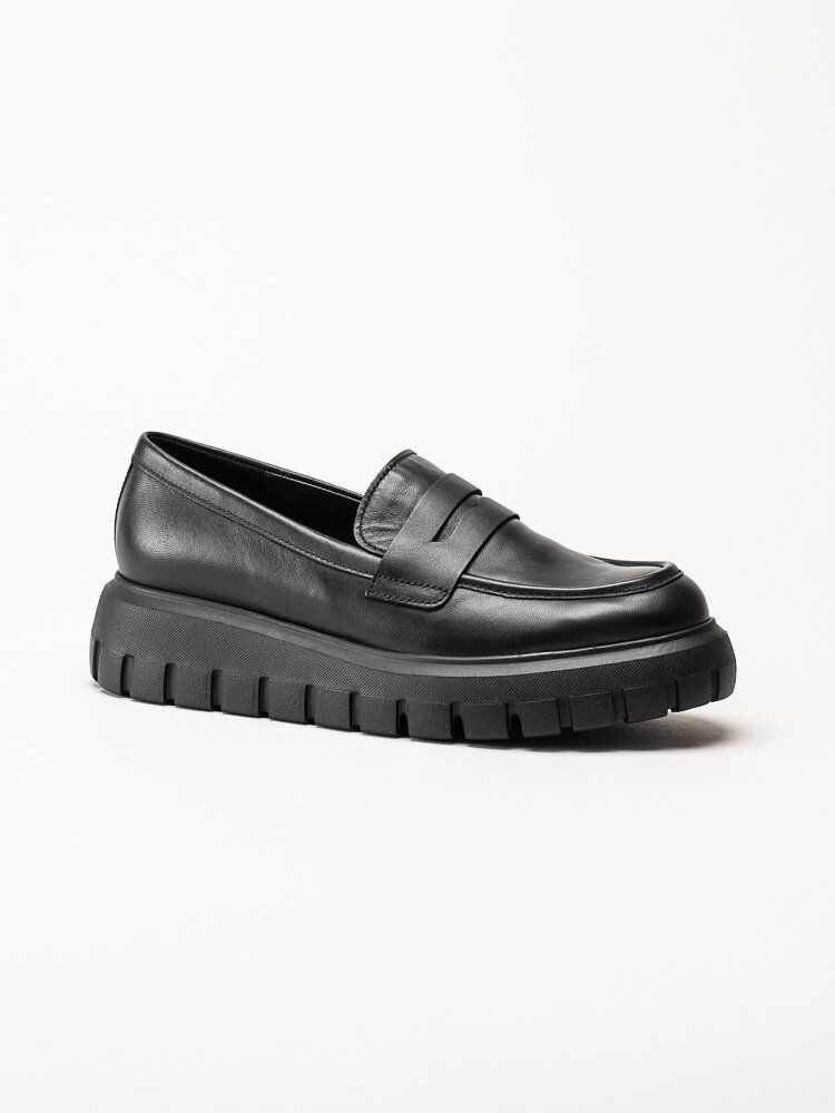 Gabor - Svarta platåloafers i skinn