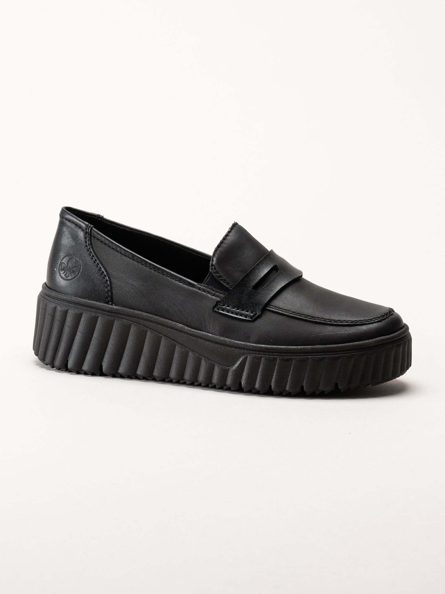 Rieker - Svarta loafers i skinn