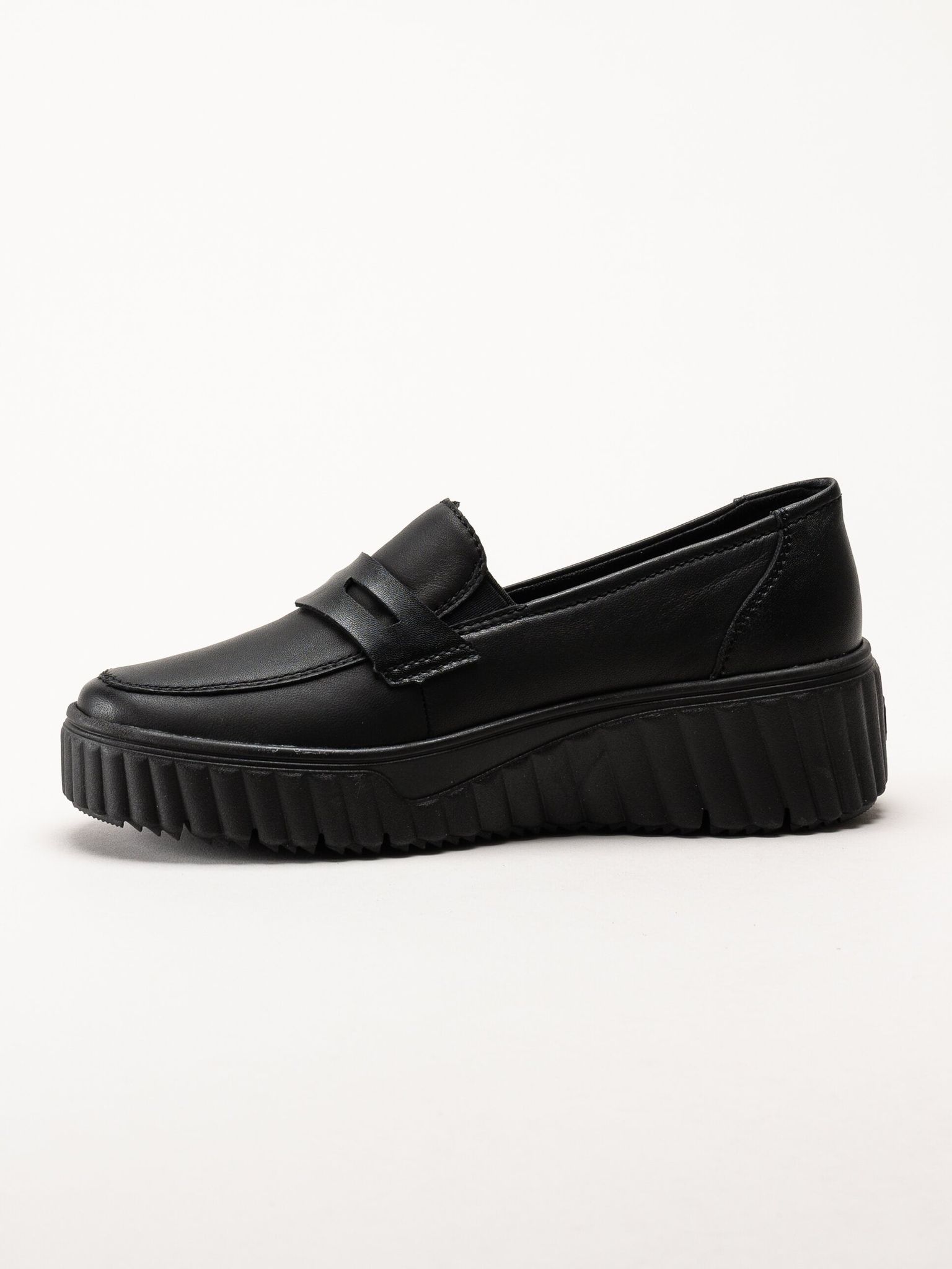 Rieker - Svarta loafers i skinn
