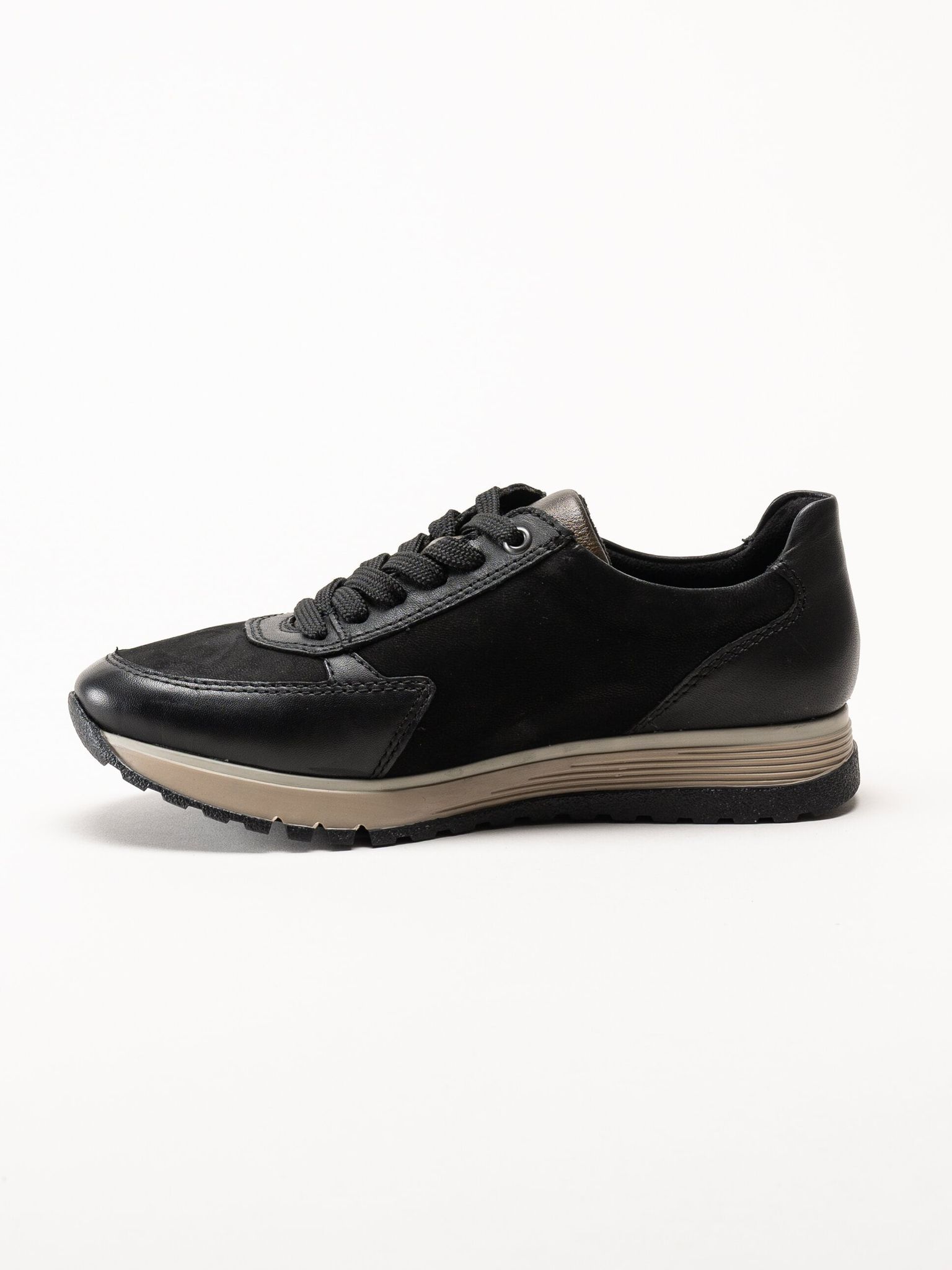 Rieker - Svarta sneakers i nubuck och skinn