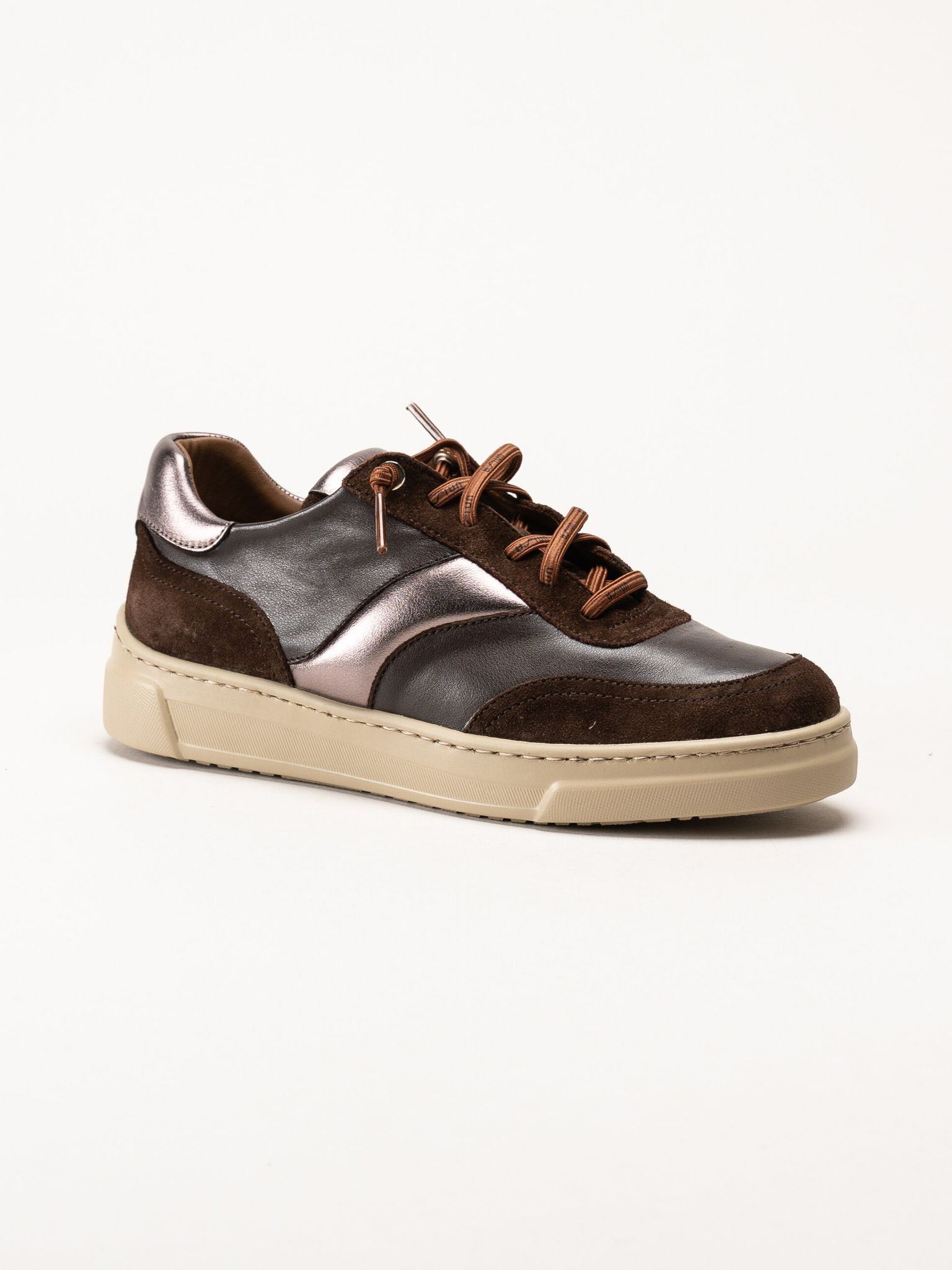 Unisa - Fidolo_Nf_BS - Bruna skinnsneakers med resårsnören