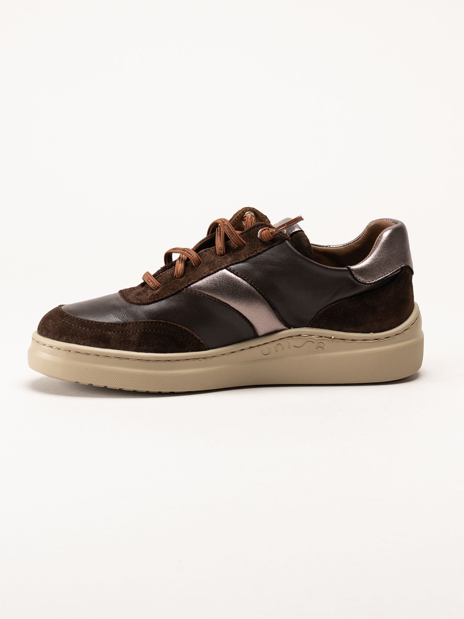 Unisa - Fidolo_Nf_BS - Bruna skinnsneakers med resårsnören