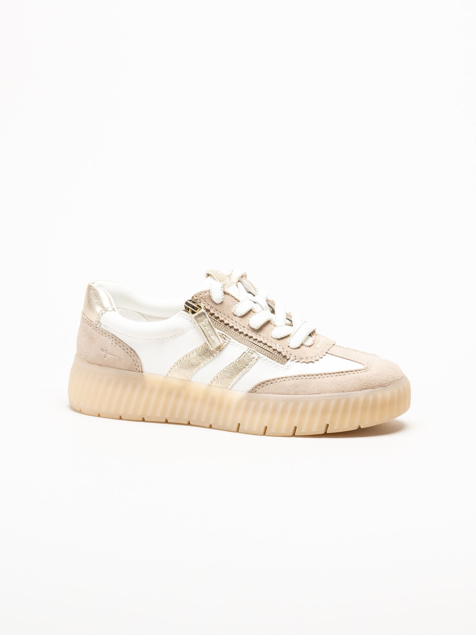 Tamaris Comfort - Beige sneakers i skinn och mocka