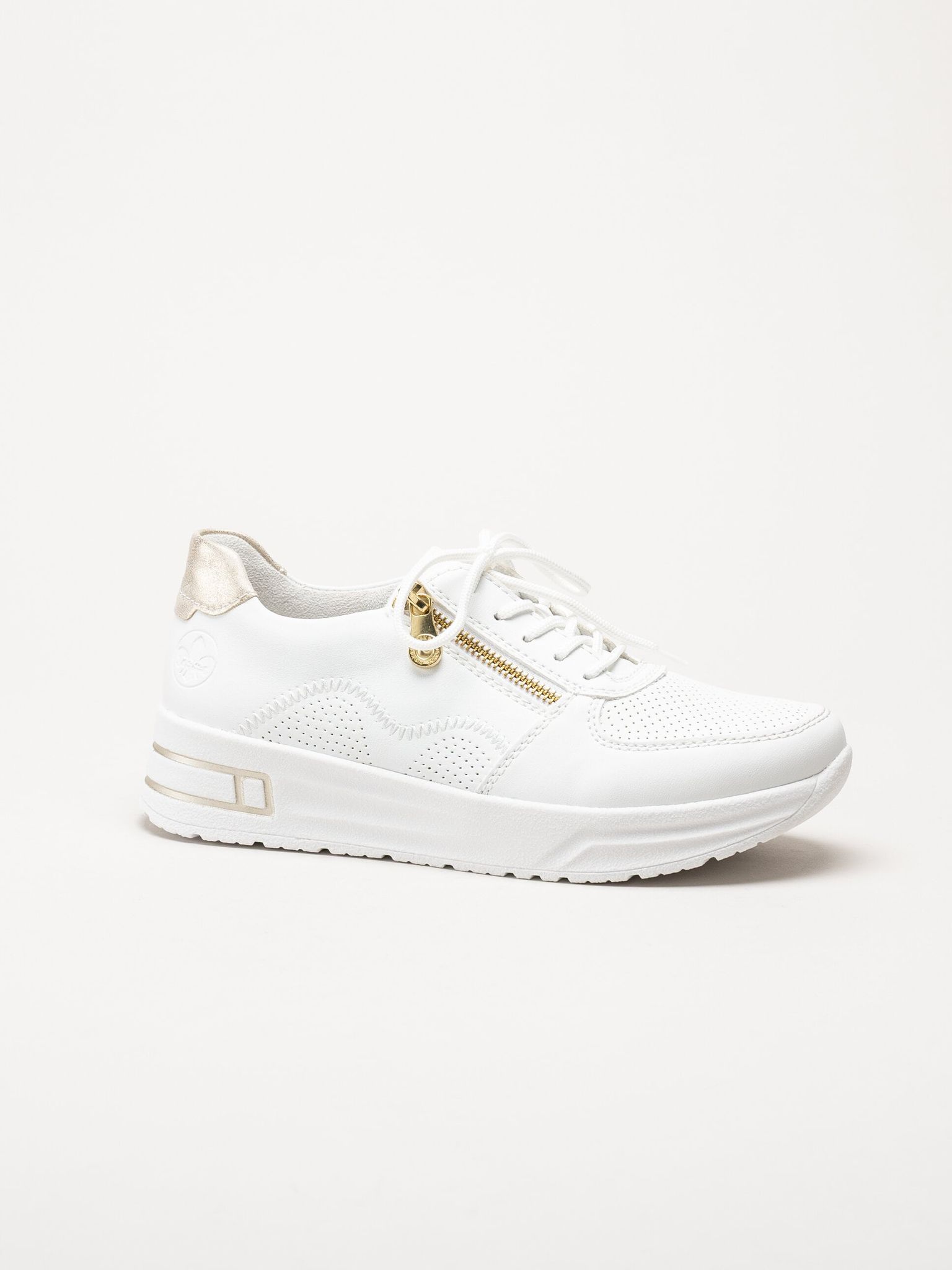 Rieker - Vita sneakers i skinnimitation