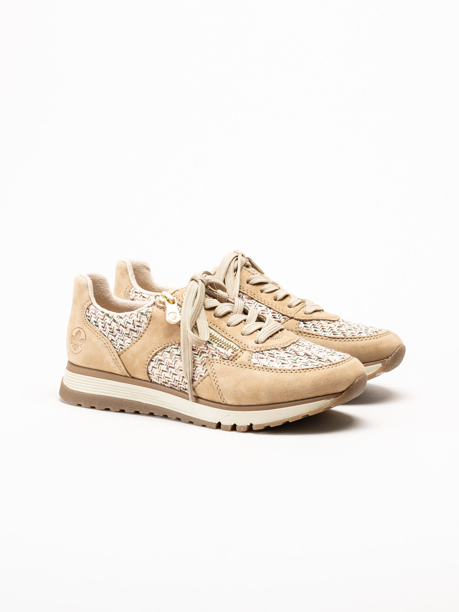 Rieker - Beige sneakers i mocka