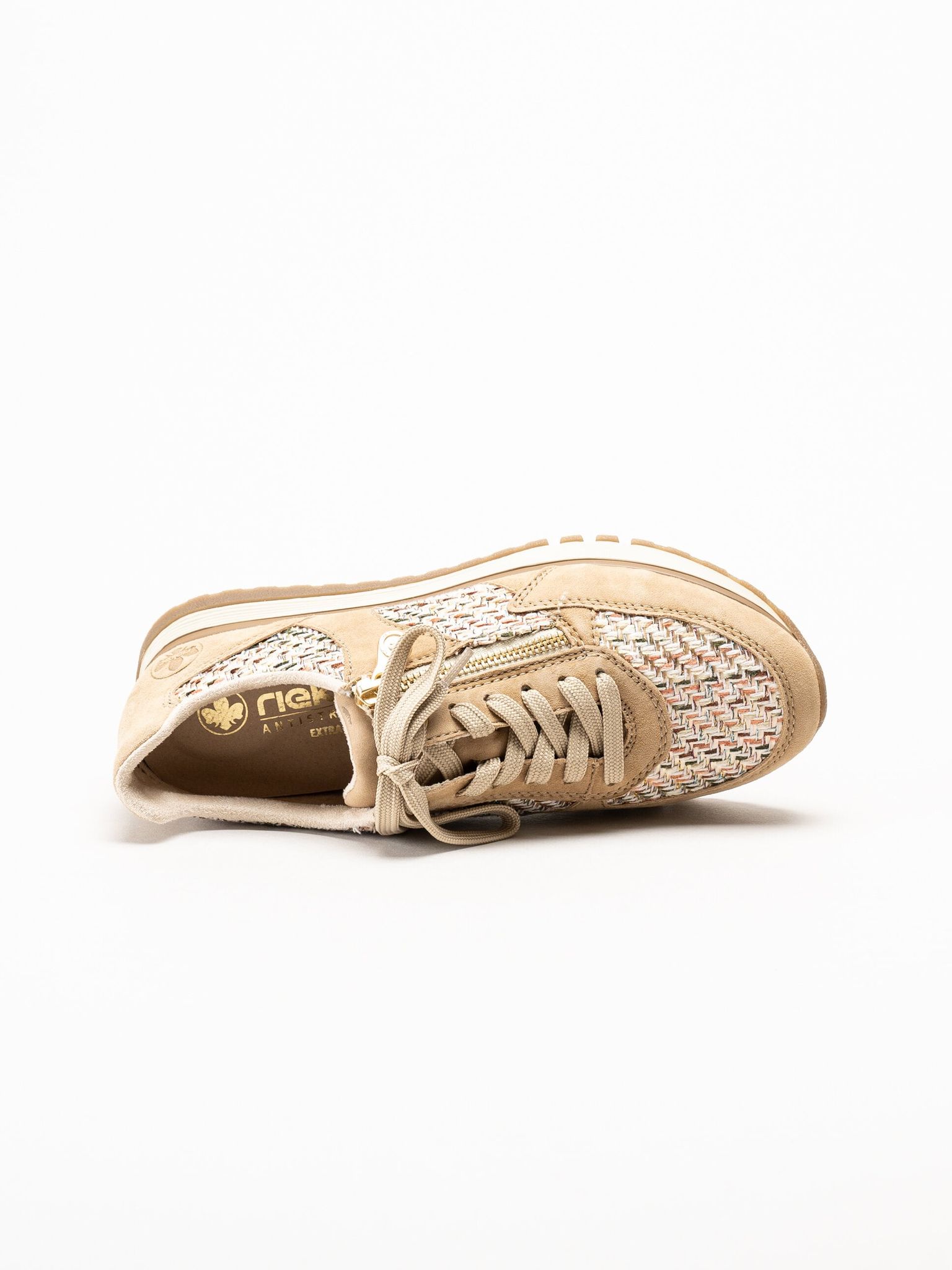 Rieker - Beige sneakers i mocka
