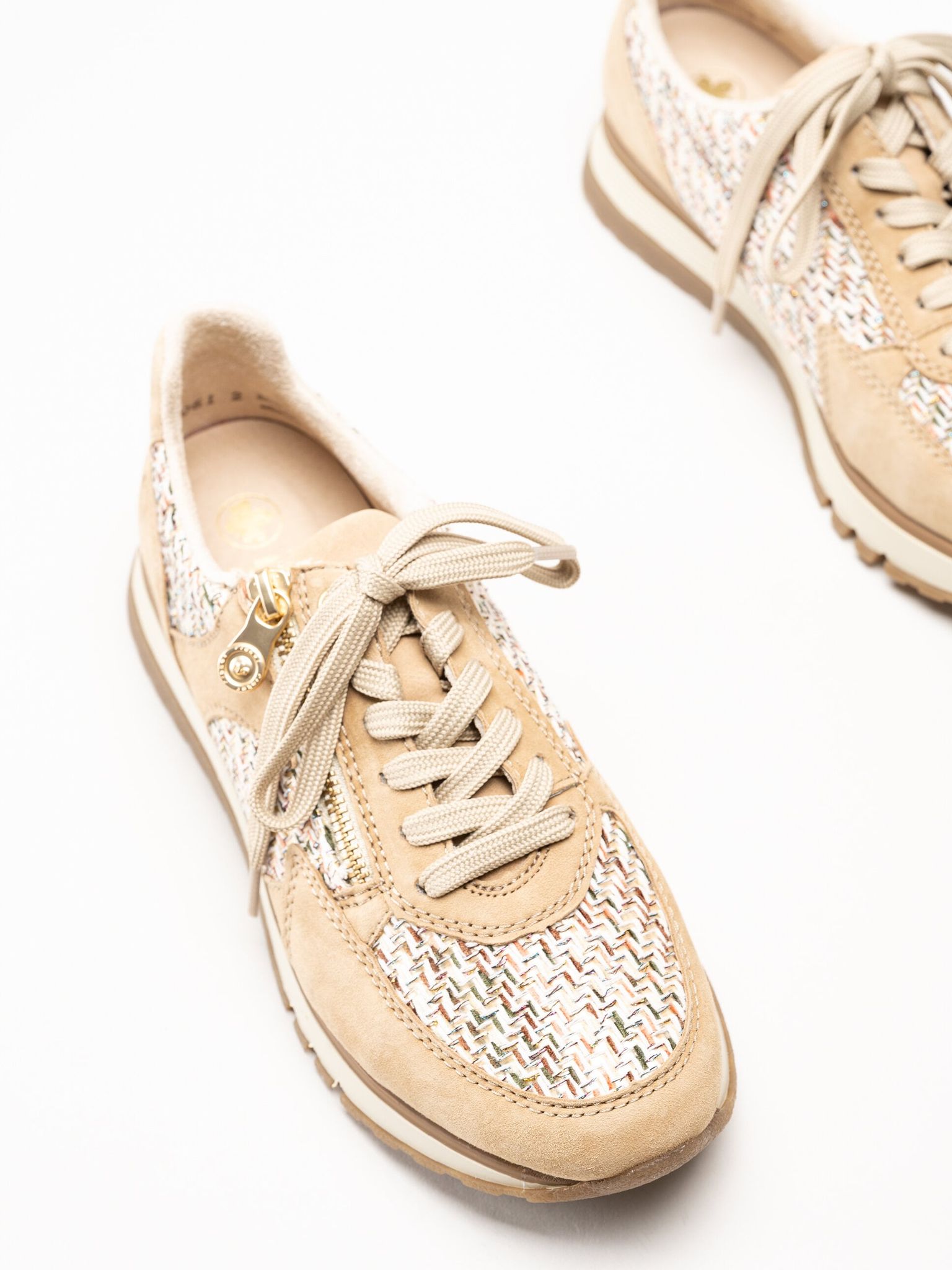 Rieker - Beige sneakers i mocka