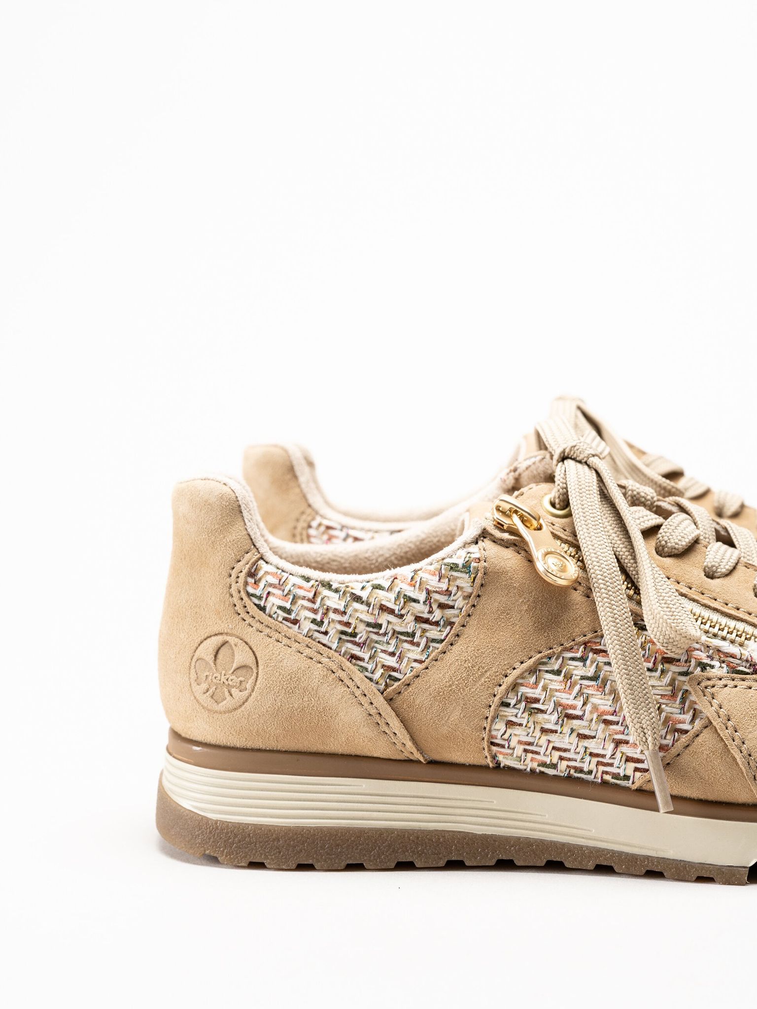 Rieker - Beige sneakers i mocka