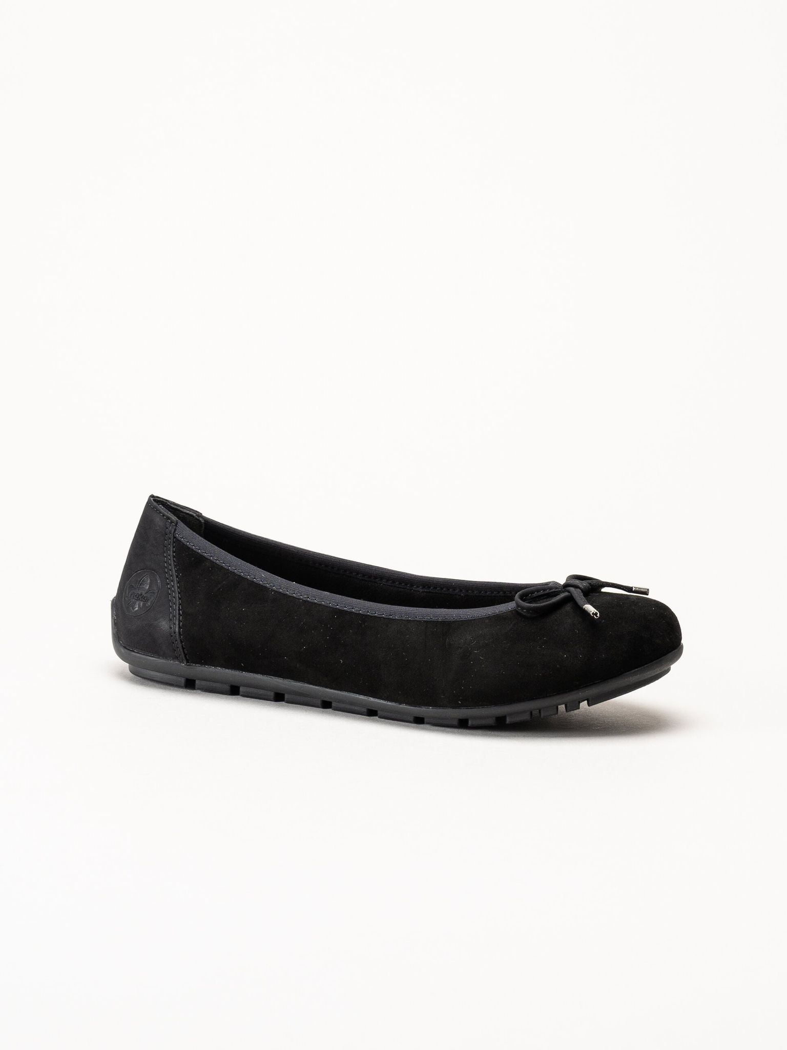 Rieker - Svarta ballerinaskor i mocka