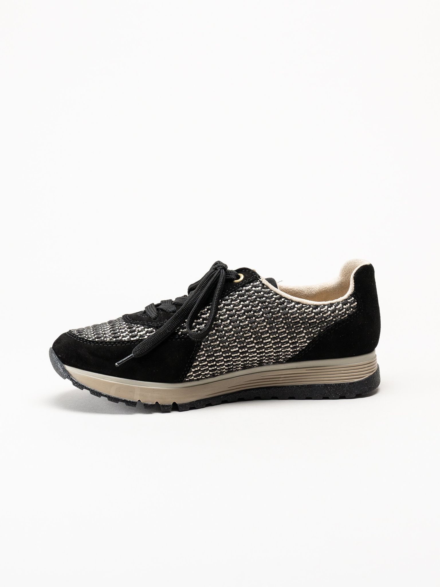 Rieker - Svarta sneakers i mocka och textil
