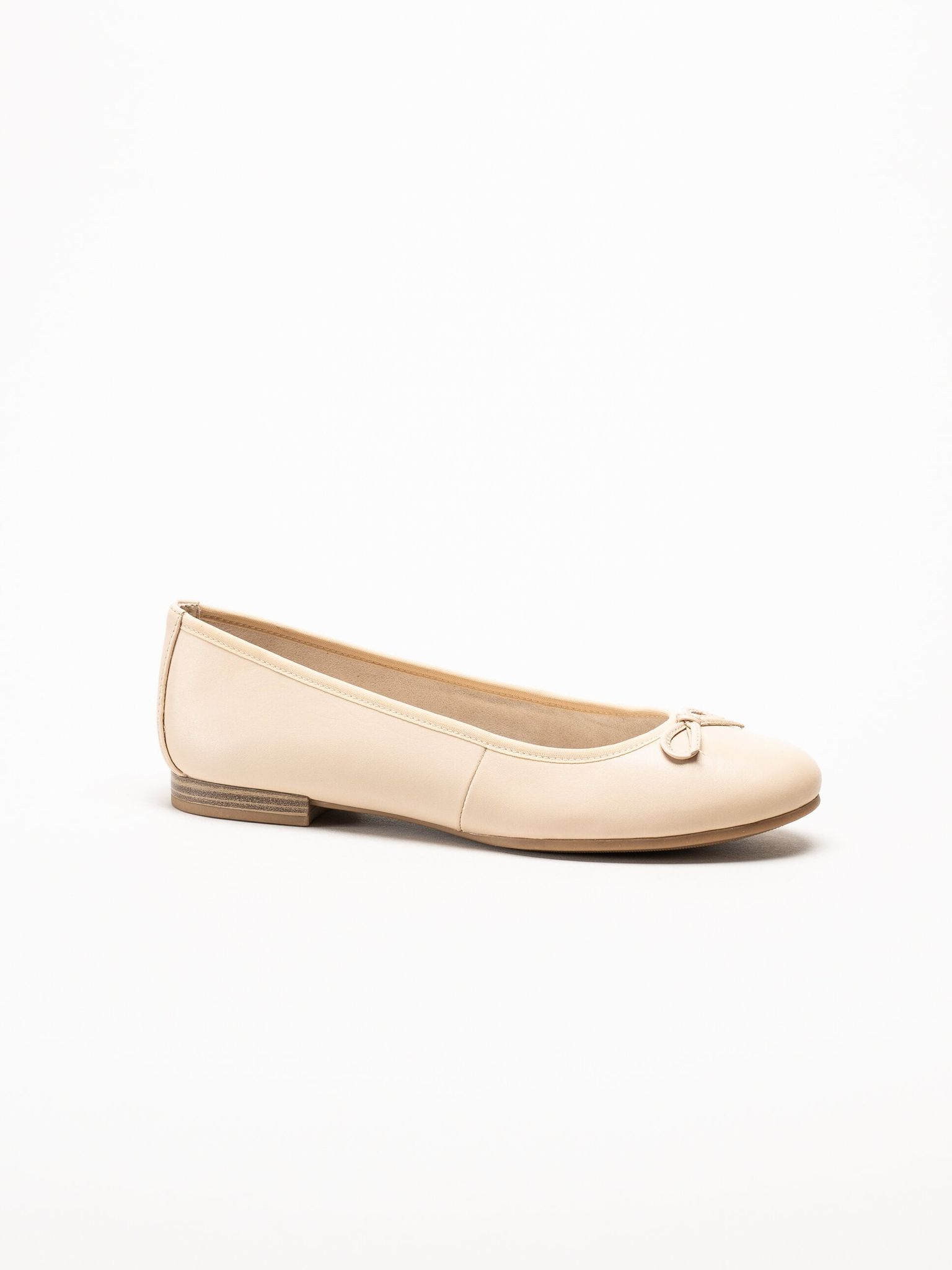 Tamaris - Beige ballerinaskor i skinn