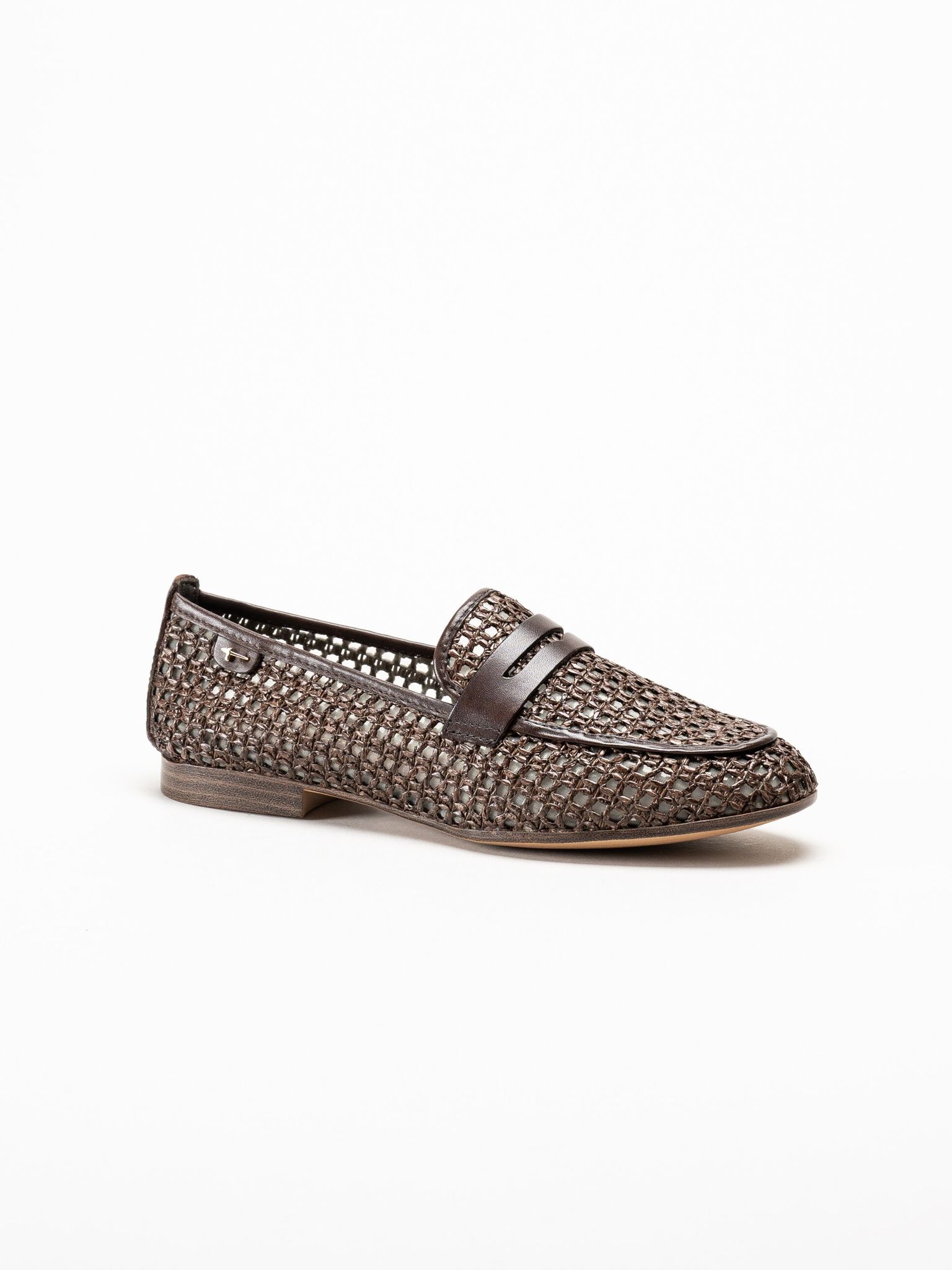 Tamaris - Mörkbruna loafers i skinn