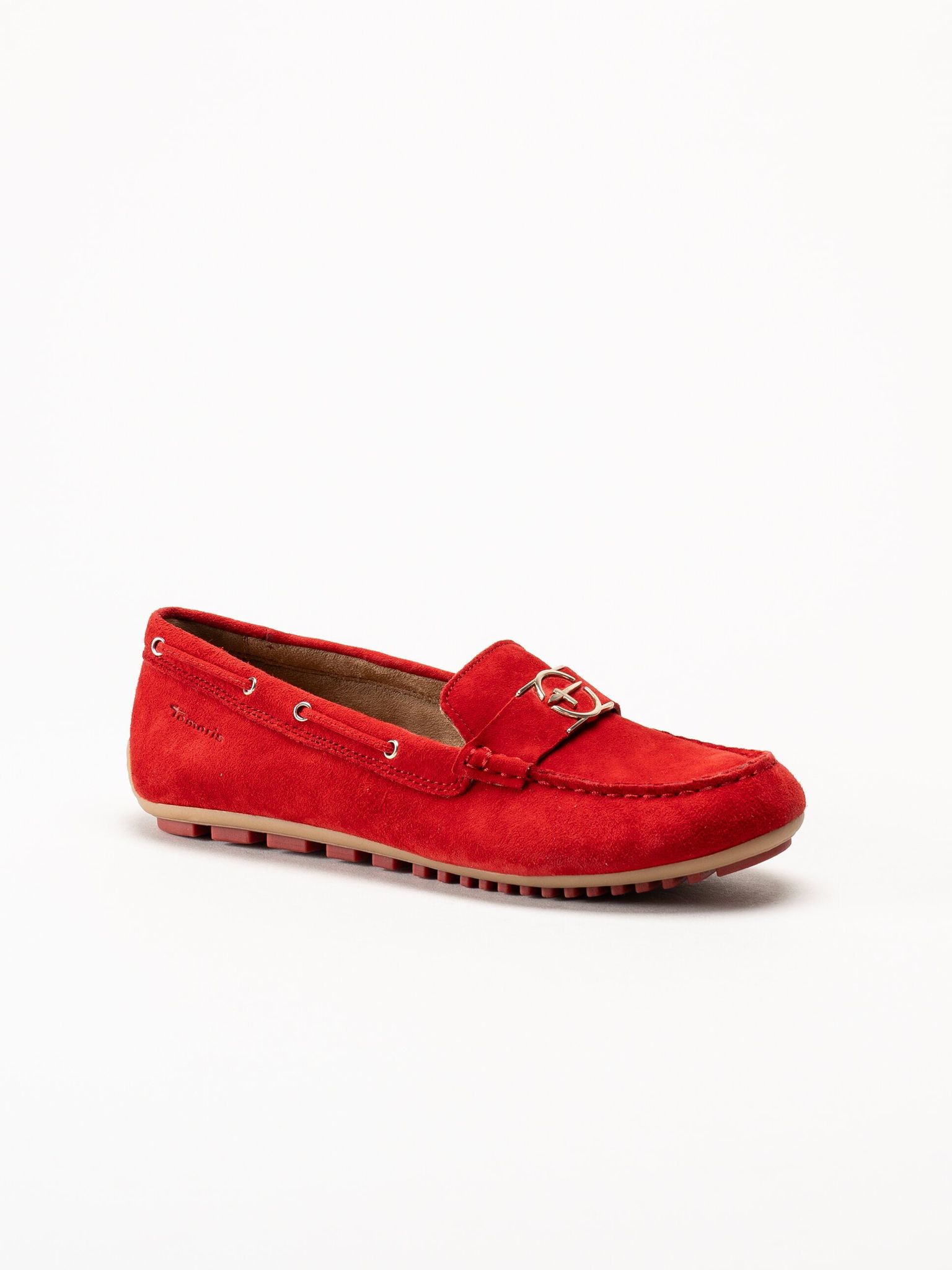 Tamaris - Röda loafers i mocka