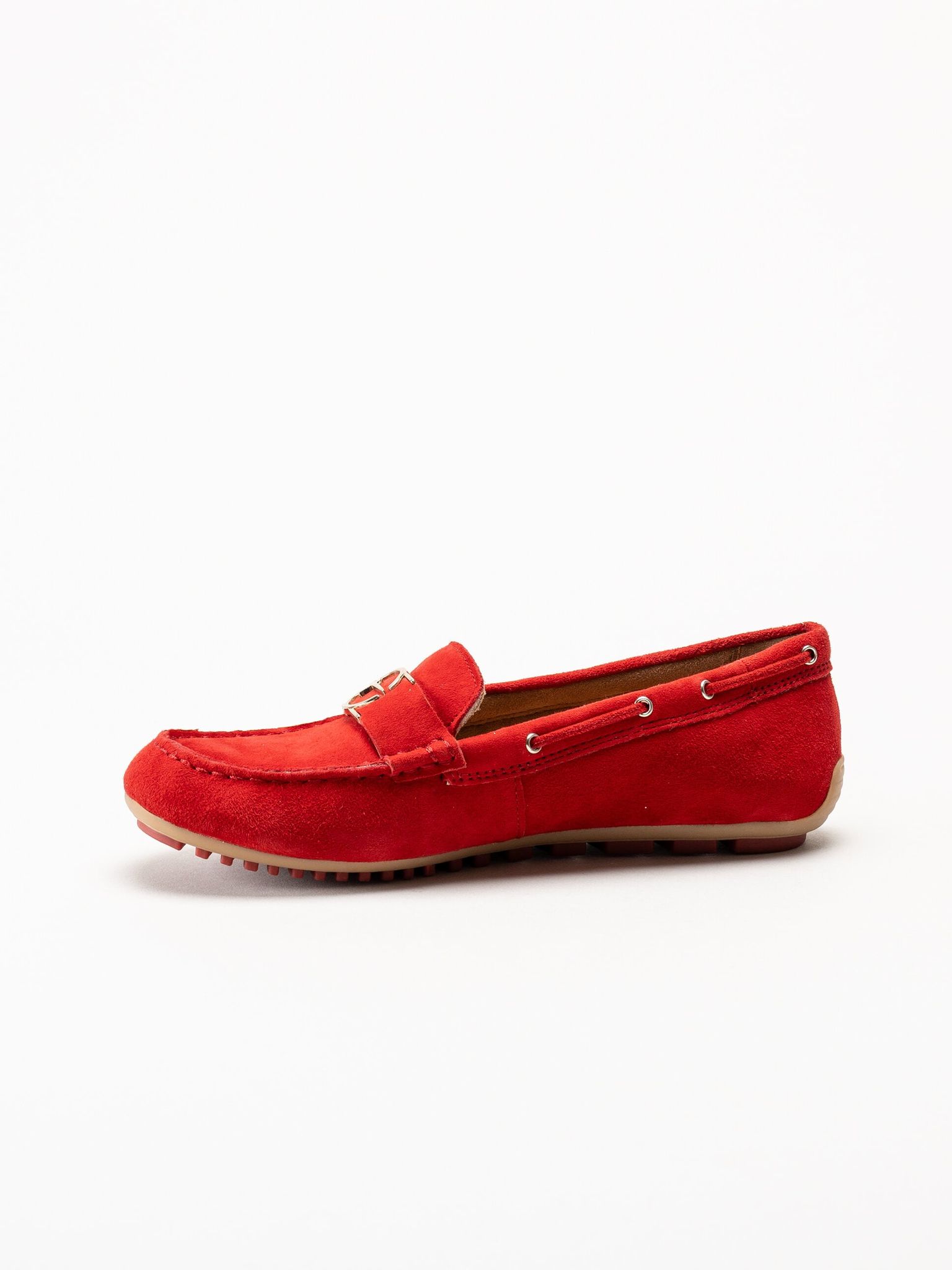 Tamaris - Röda loafers i mocka